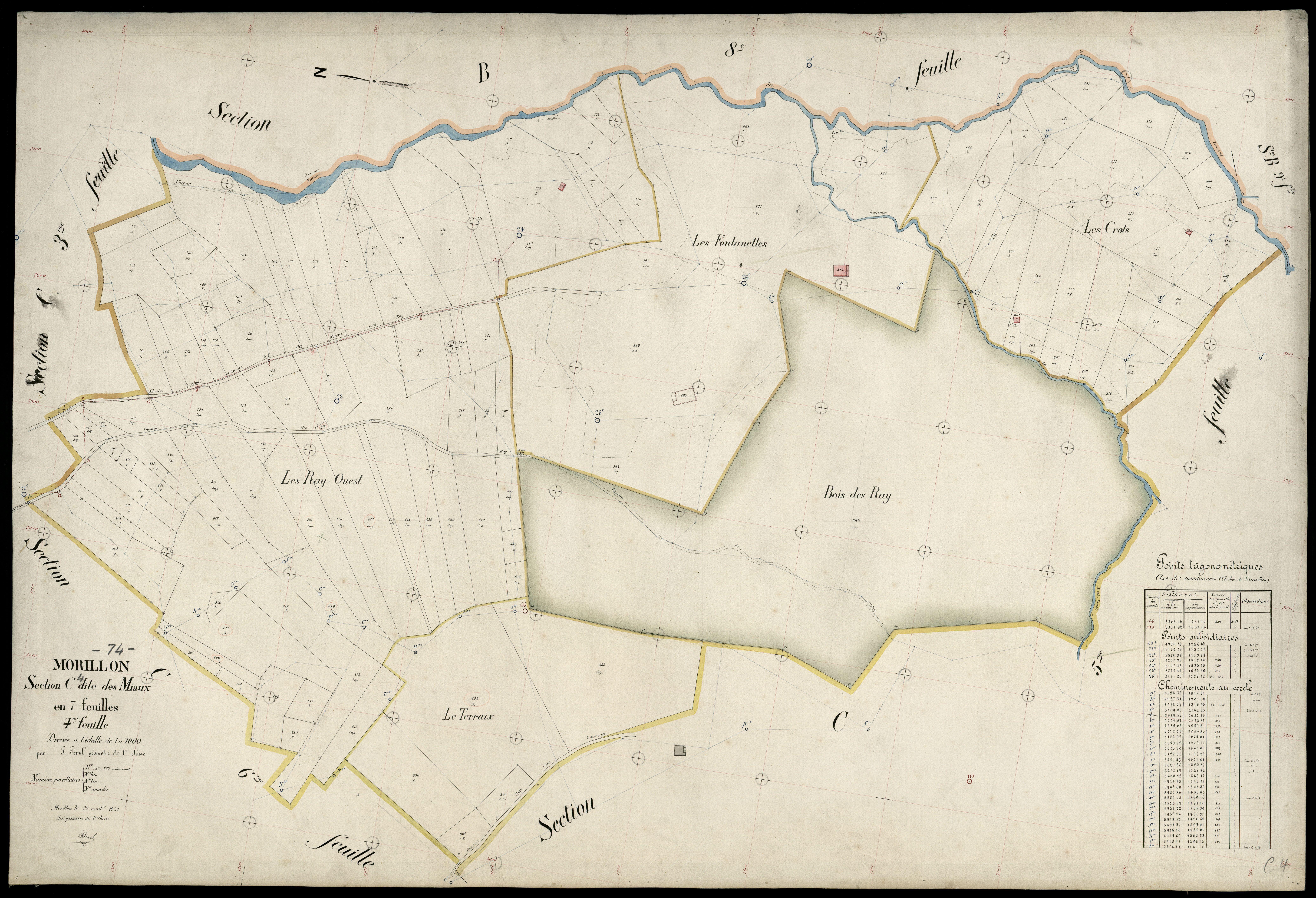 3 P 3 6350 - Feuille n° , parcelles n° 884 à 971 - 22 avril 1921