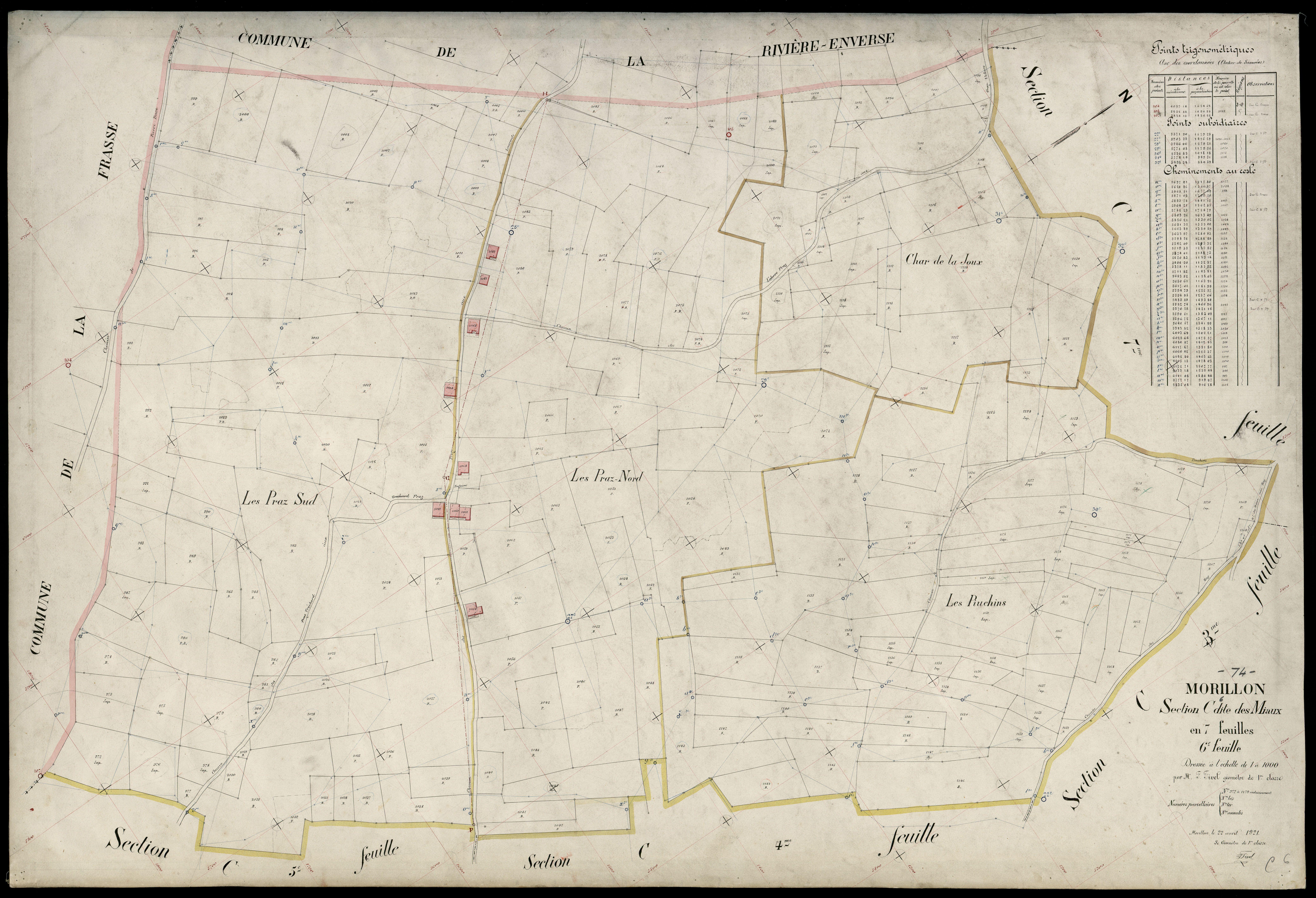 3 P 3 6352 - Feuille n° 7, parcelles n° 1180 à 1368 - 22 avril 1921