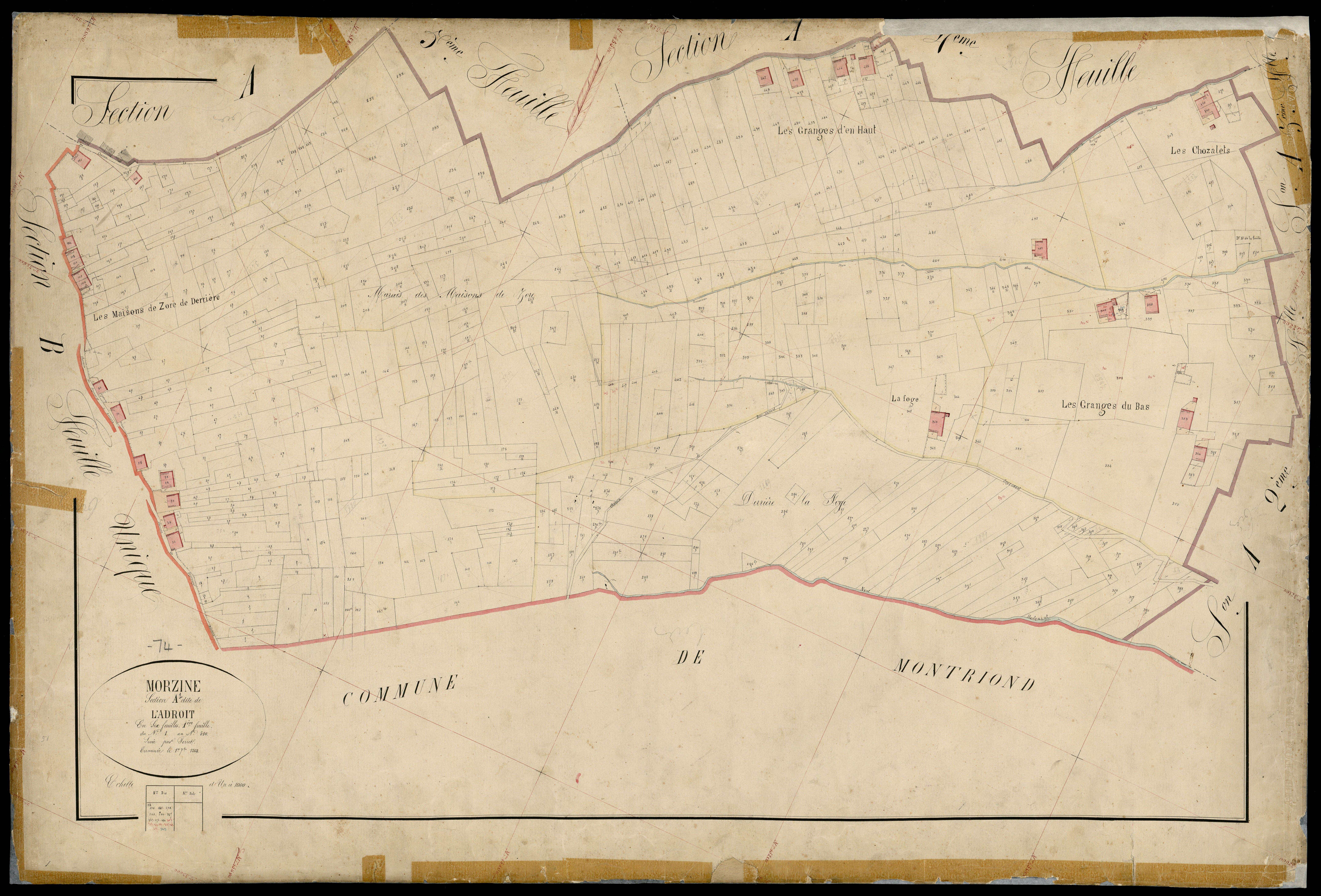 3 P 3 6355 - Feuille n° 2, parcelles n° 11 à 1048 - 1er septembre 1868