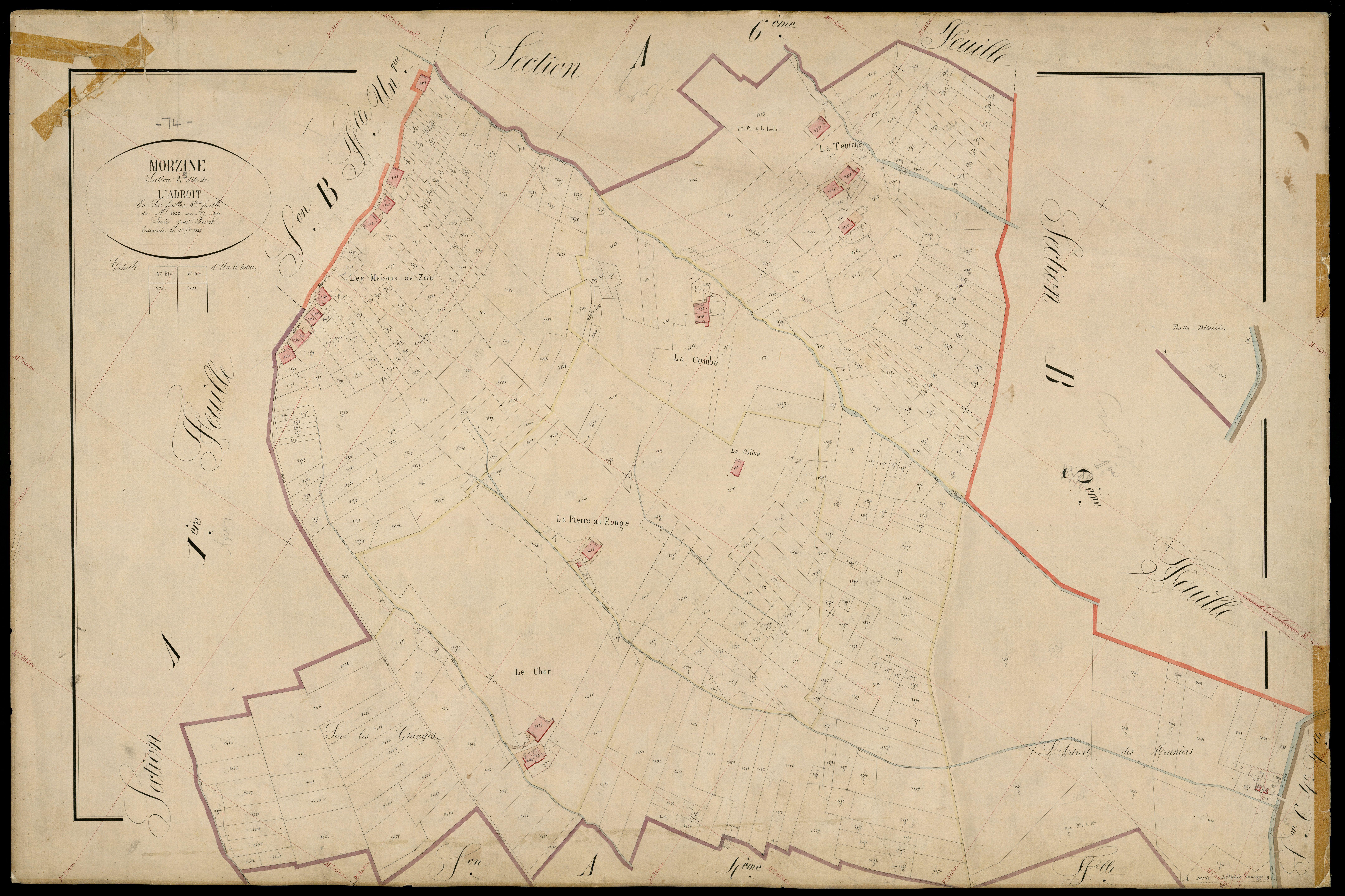 3 P 3 6359 - Feuille n° 6, parcelles n° 274 à 319 - 1er septembre 1868