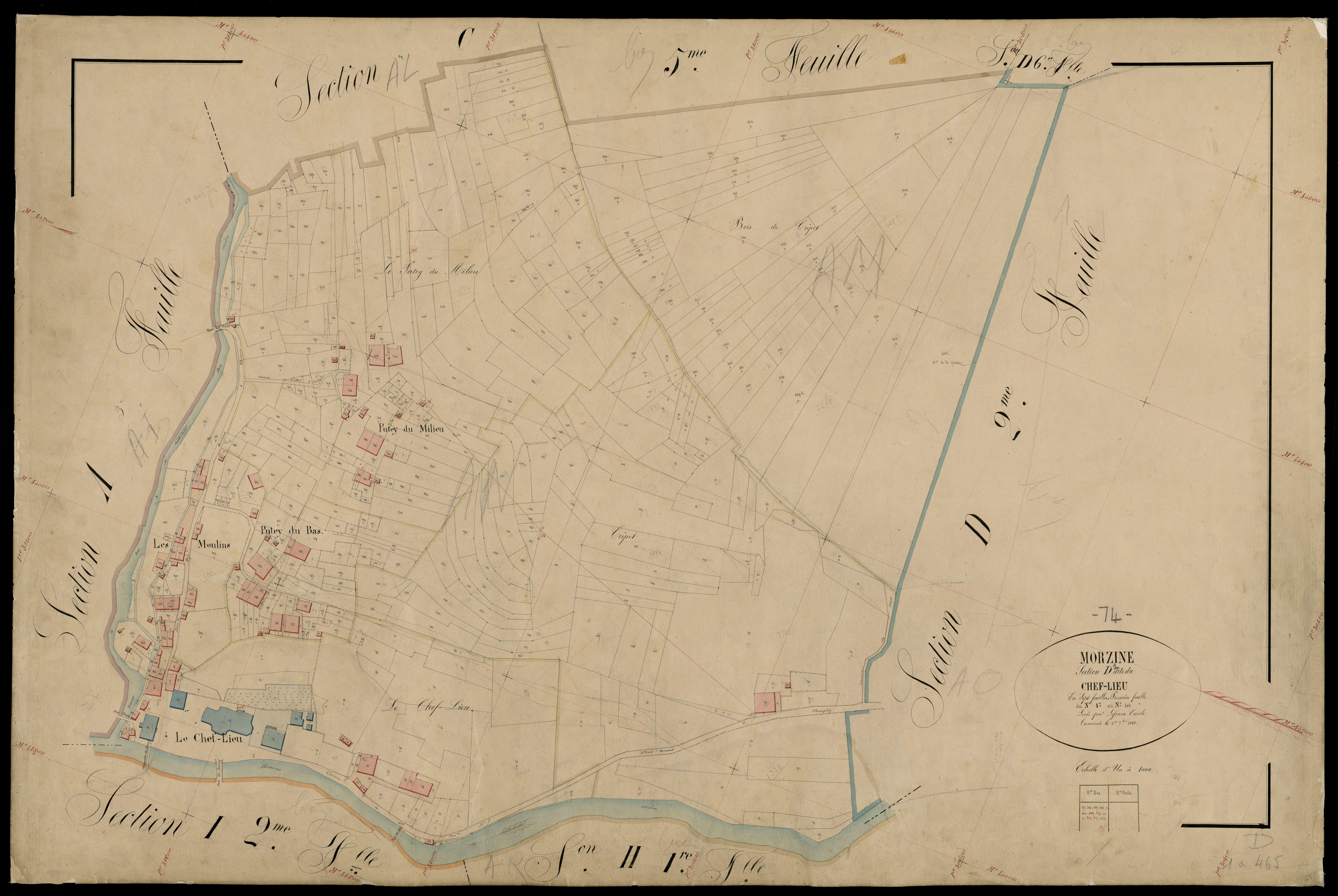 3 P 3 6368 - Feuille n° 2, parcelles n° 466 à 604 - 1er septembre 1868