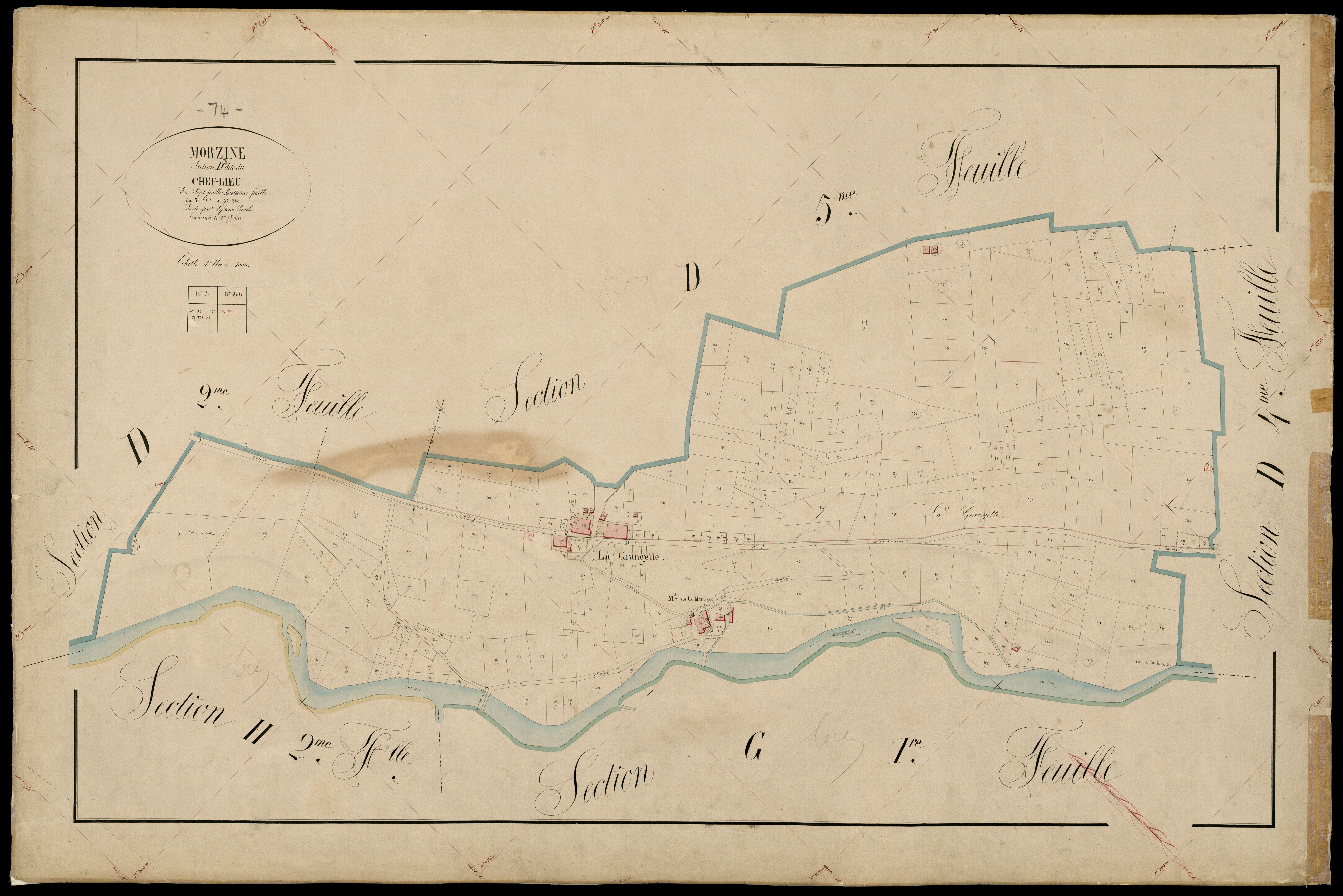 3 P 3 6370 - Feuille n° 4, parcelles n° 833 à 1324 - 1er septembre 1868