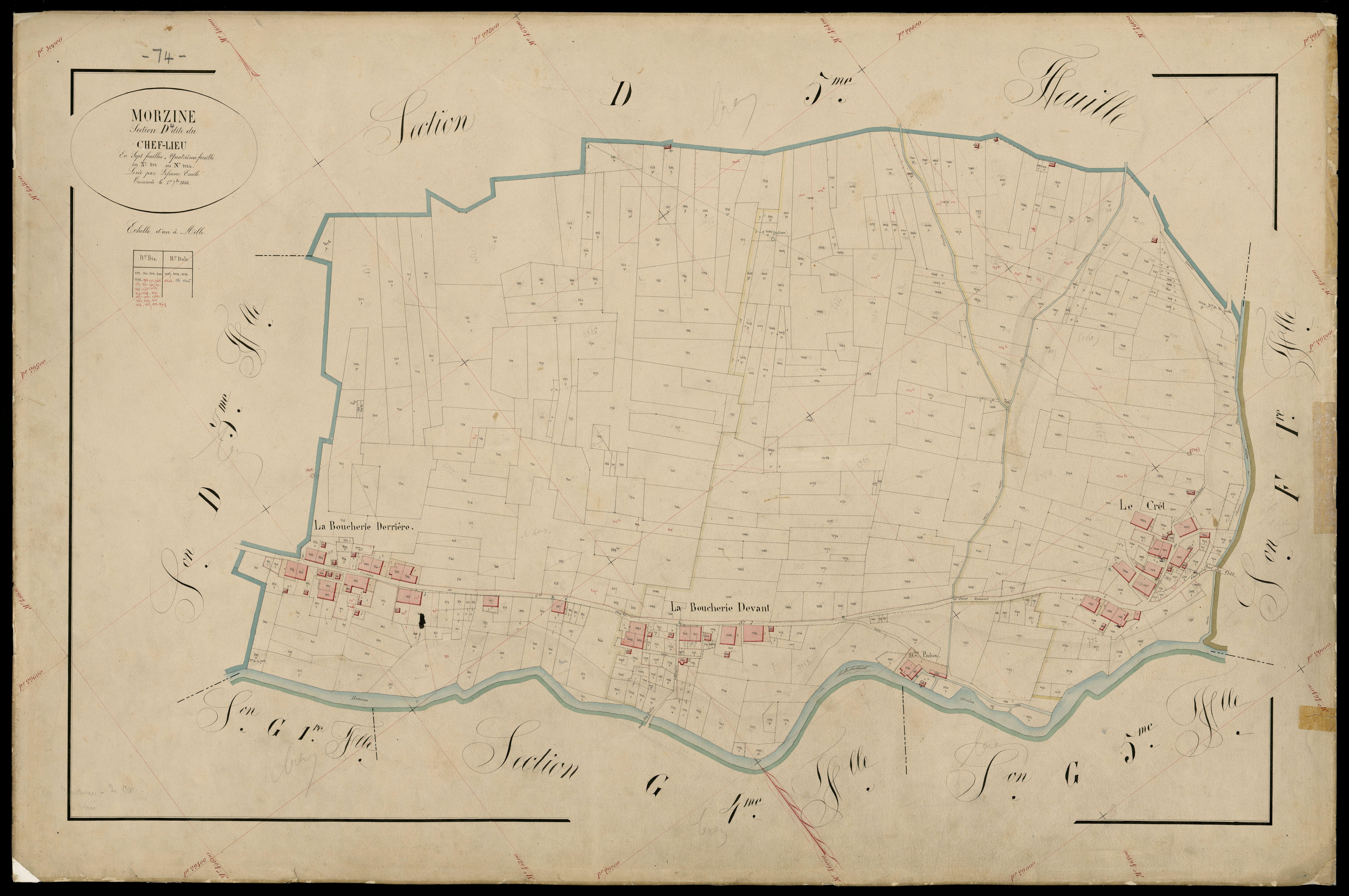 3 P 3 6371 - Feuille n° , parcelles n° 132 à 1600 - 1er septembre 1868