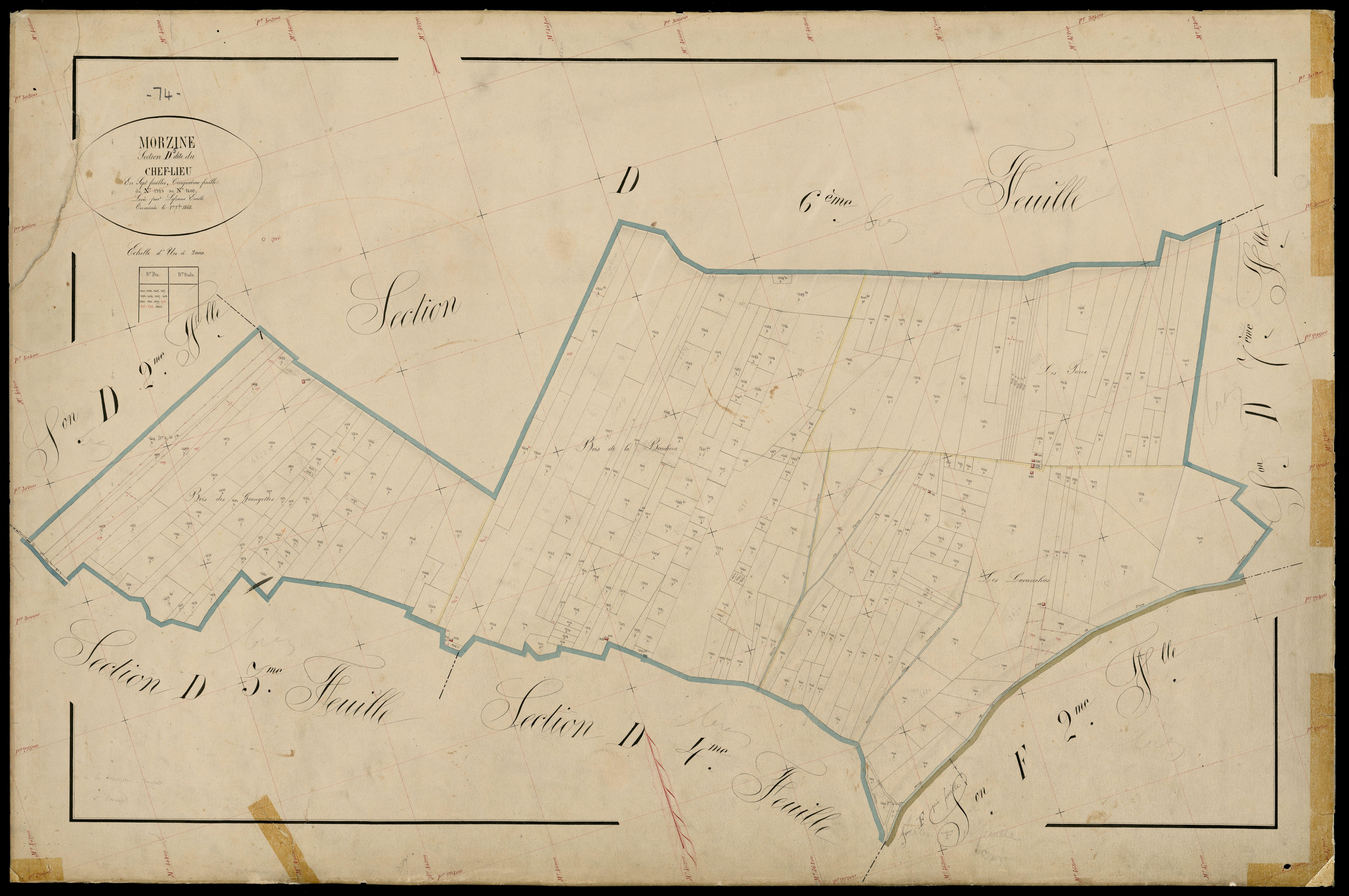 3 P 3 6372 - Feuille n° 6, parcelles n° 1601 à 2113 - 1er septembre 1868