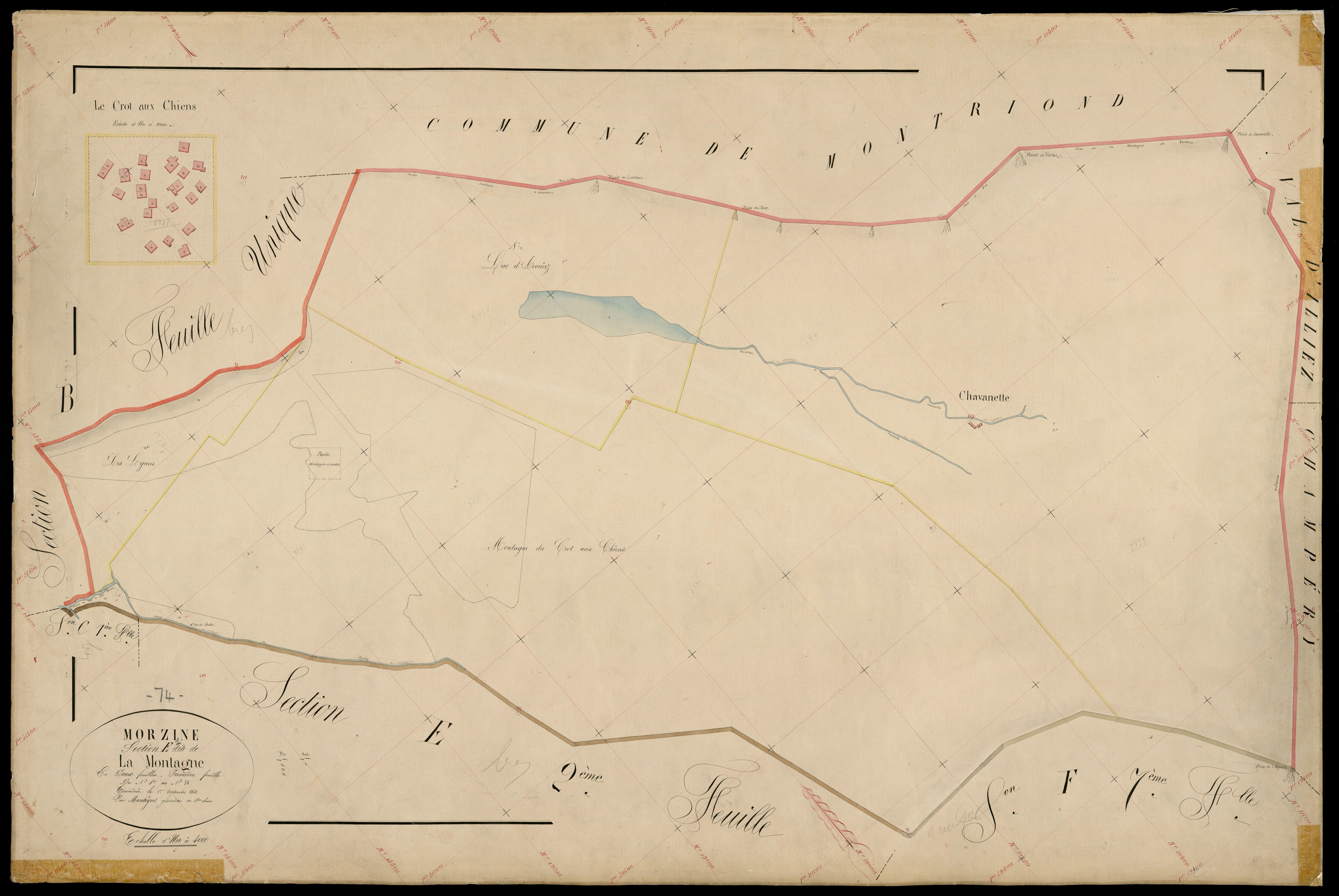 3 P 3 6375 - Feuille n° 2, parcelles n° 39 à 74 - 1er septembre 1868