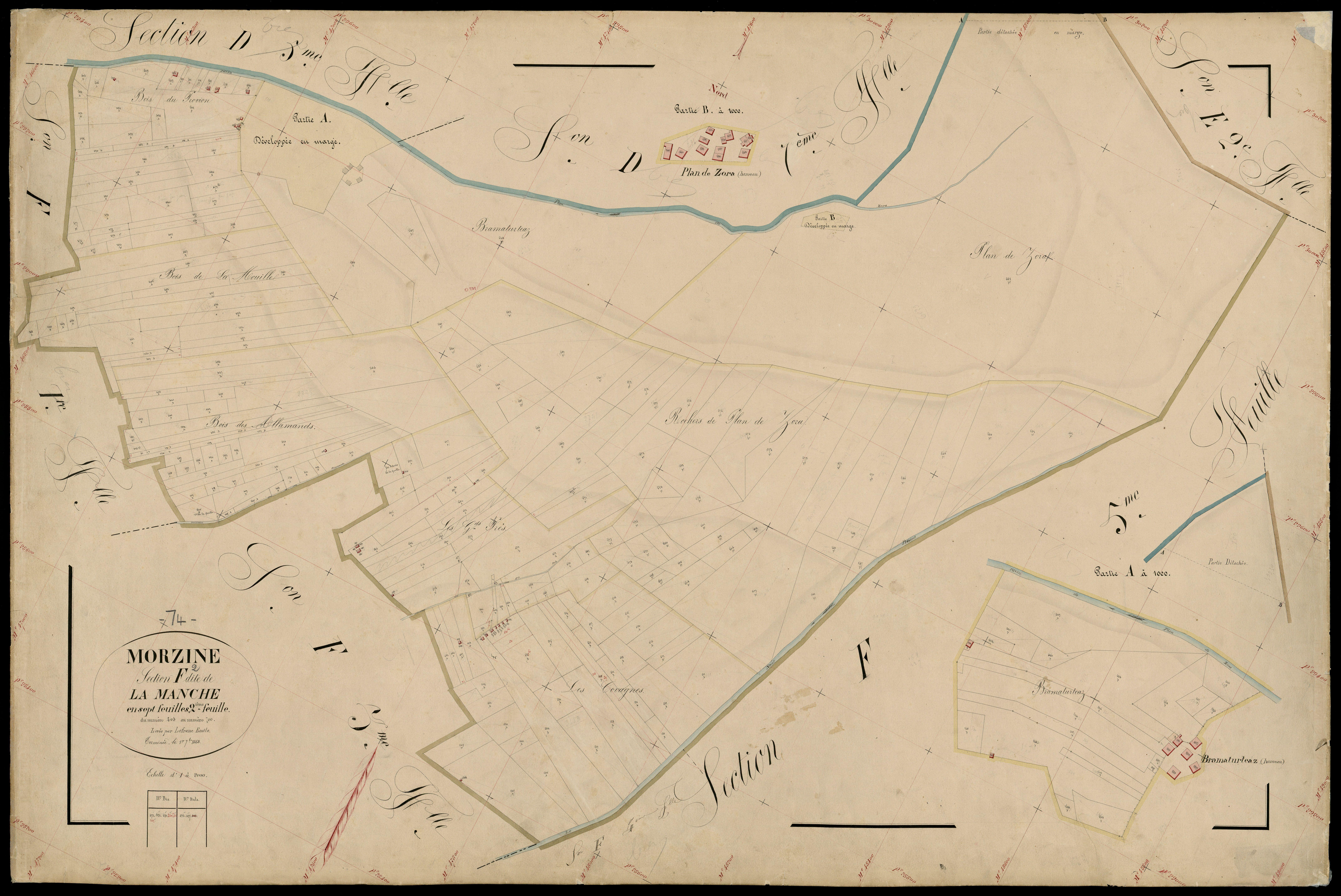 3 P 3 6378 - Feuille n° 3, parcelles n° 701 à 1101 - 1er septembre 1868