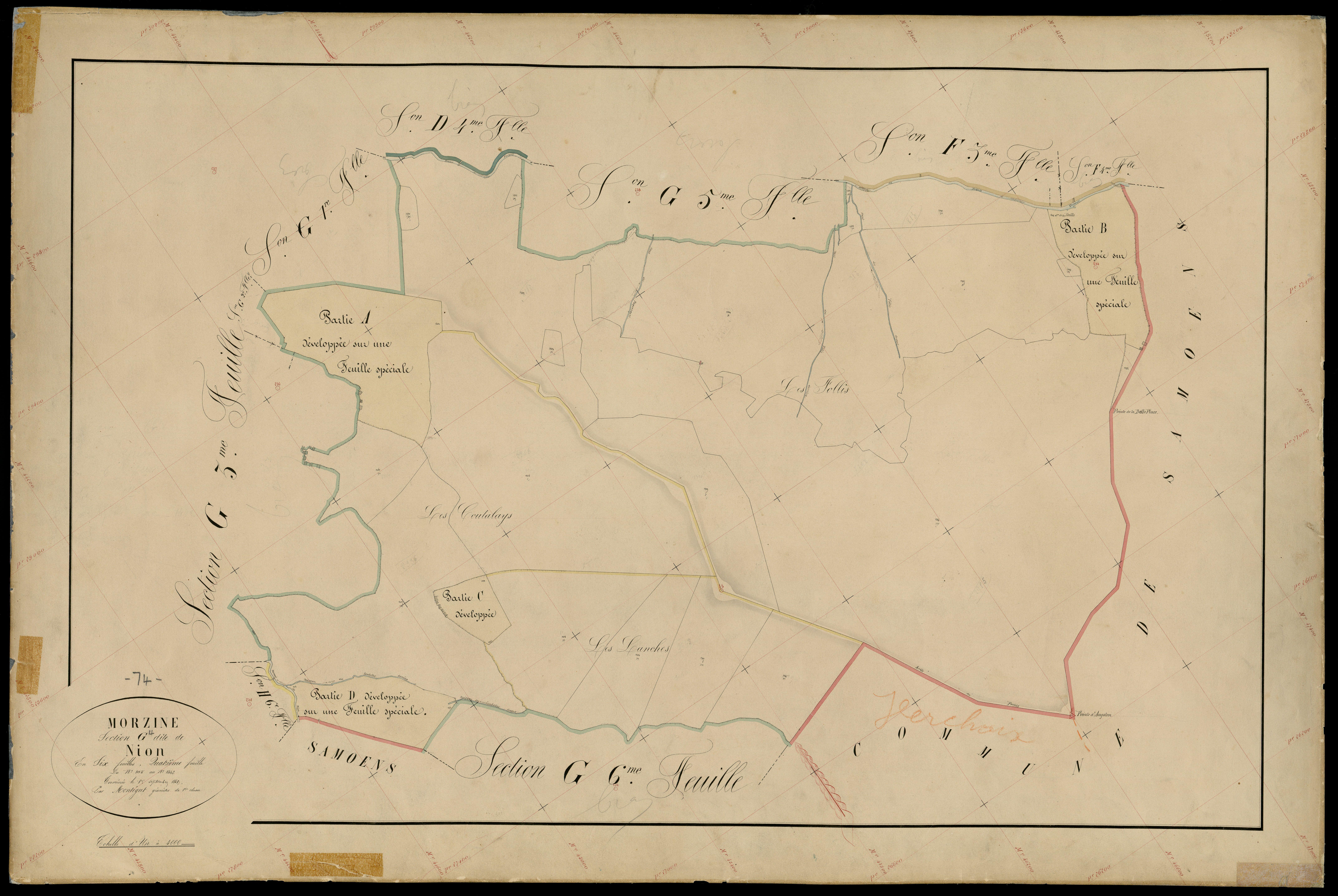3 P 3 6388 - Feuille n° 4 bis, parcelles n° 111 à 1442 - 1er septembre 1868