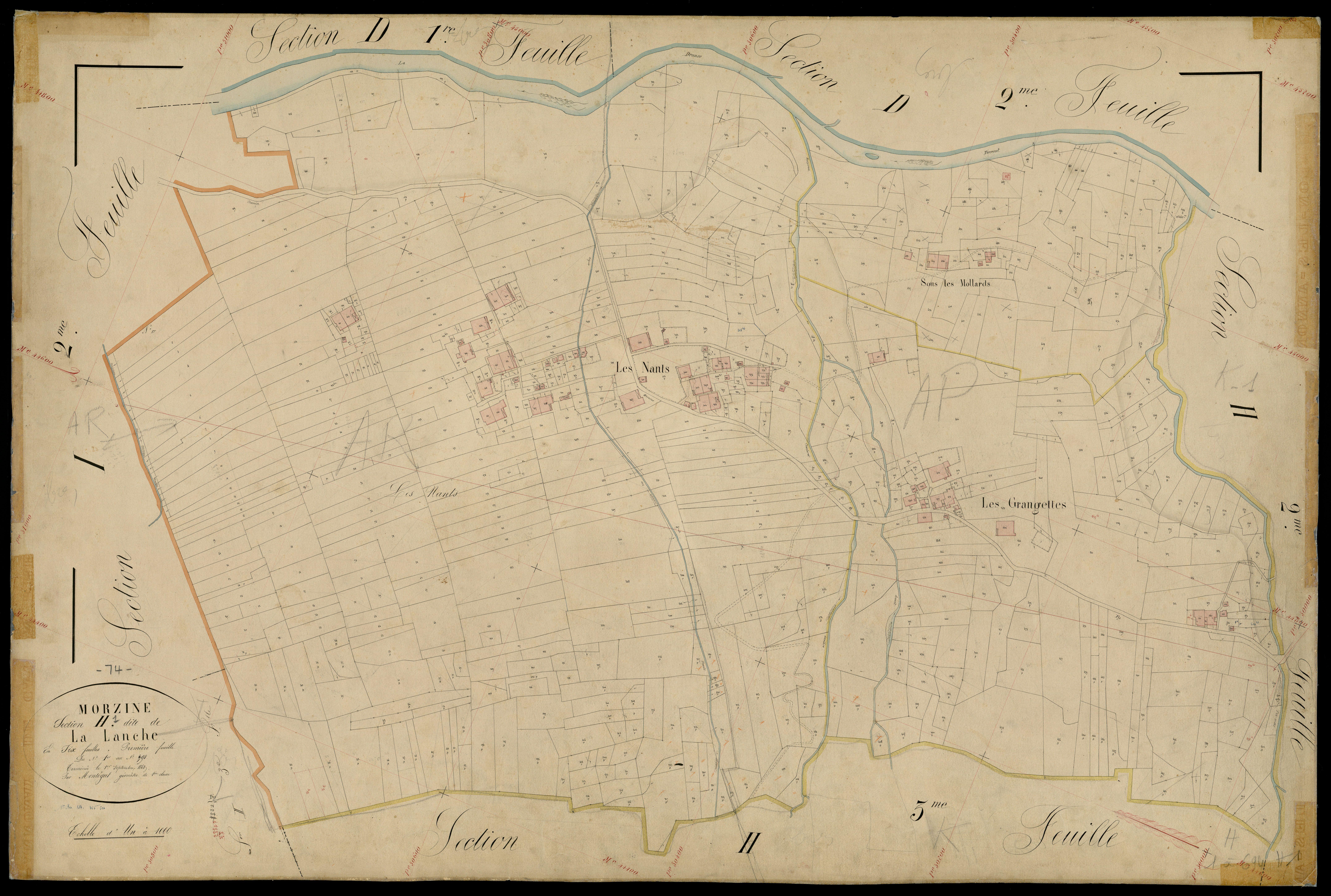 3 P 3 6392 - Feuille n° 2, parcelles n° 69 à 1116 - 1er septembre 1868