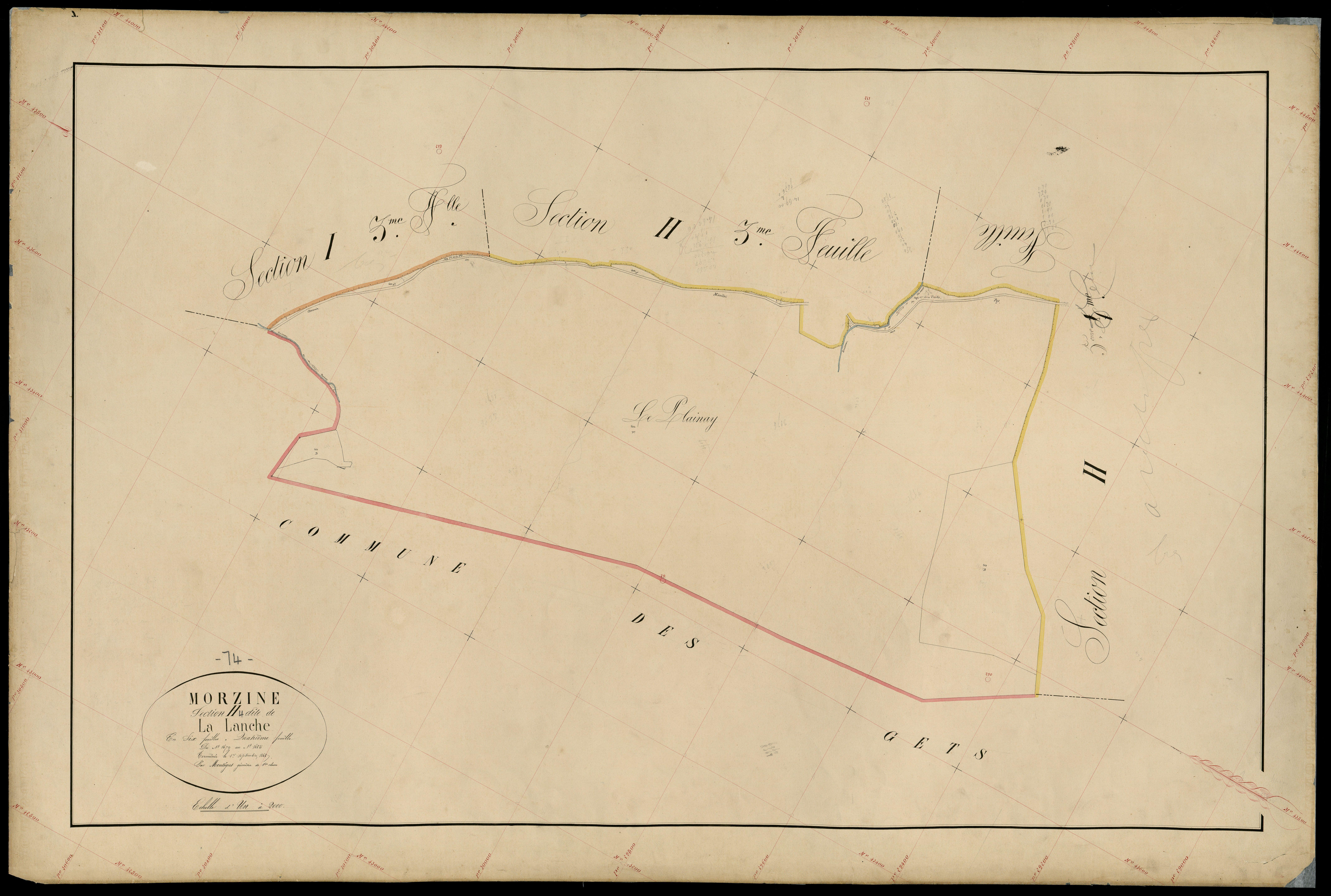 3 P 3 6395 - Feuille n° , parcelles n° 1686 à 2224 - 1er septembre 1868