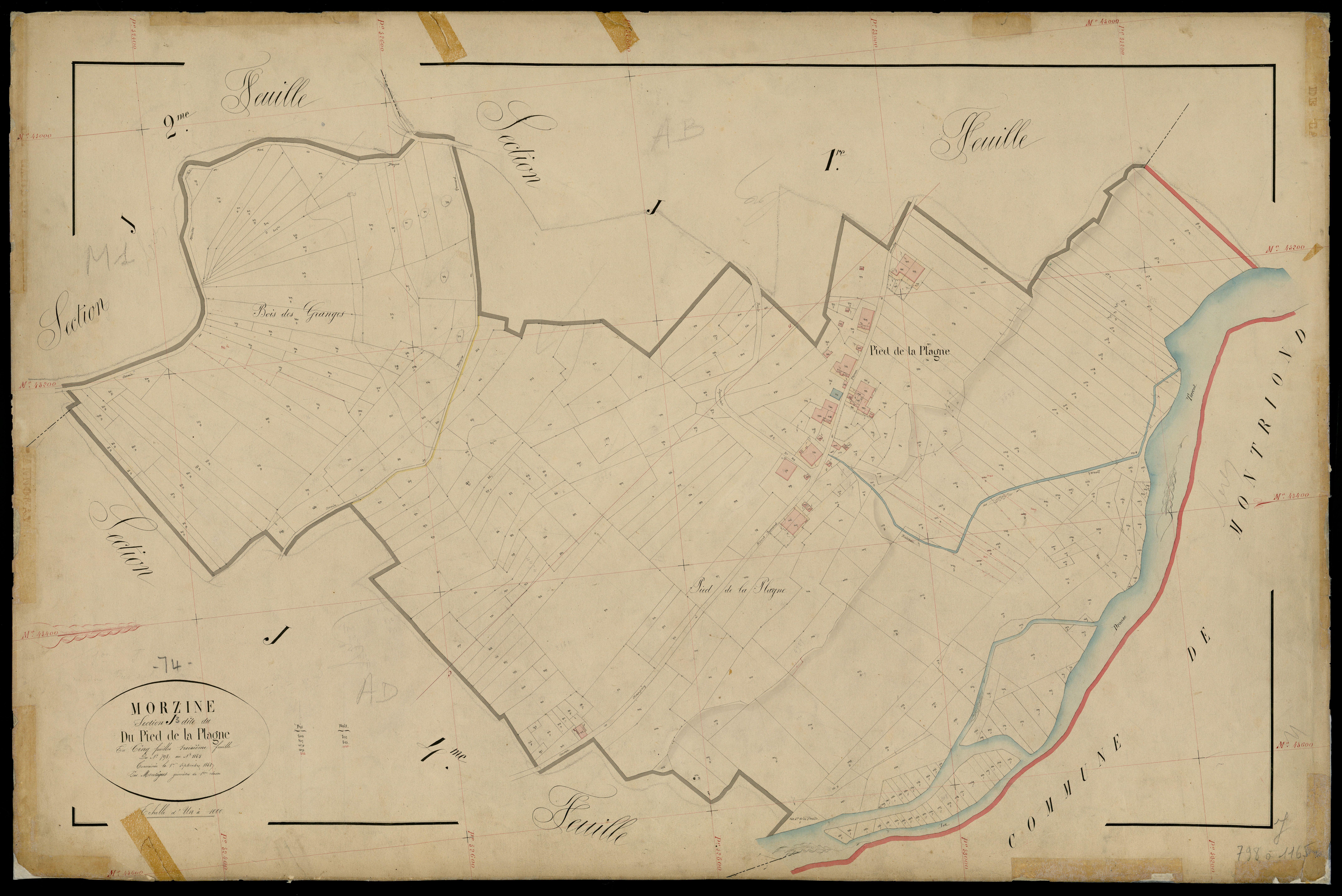 3 P 3 6403 - Feuille n° 4, parcelles n° 1166 à 143 - 1er septembre 1868