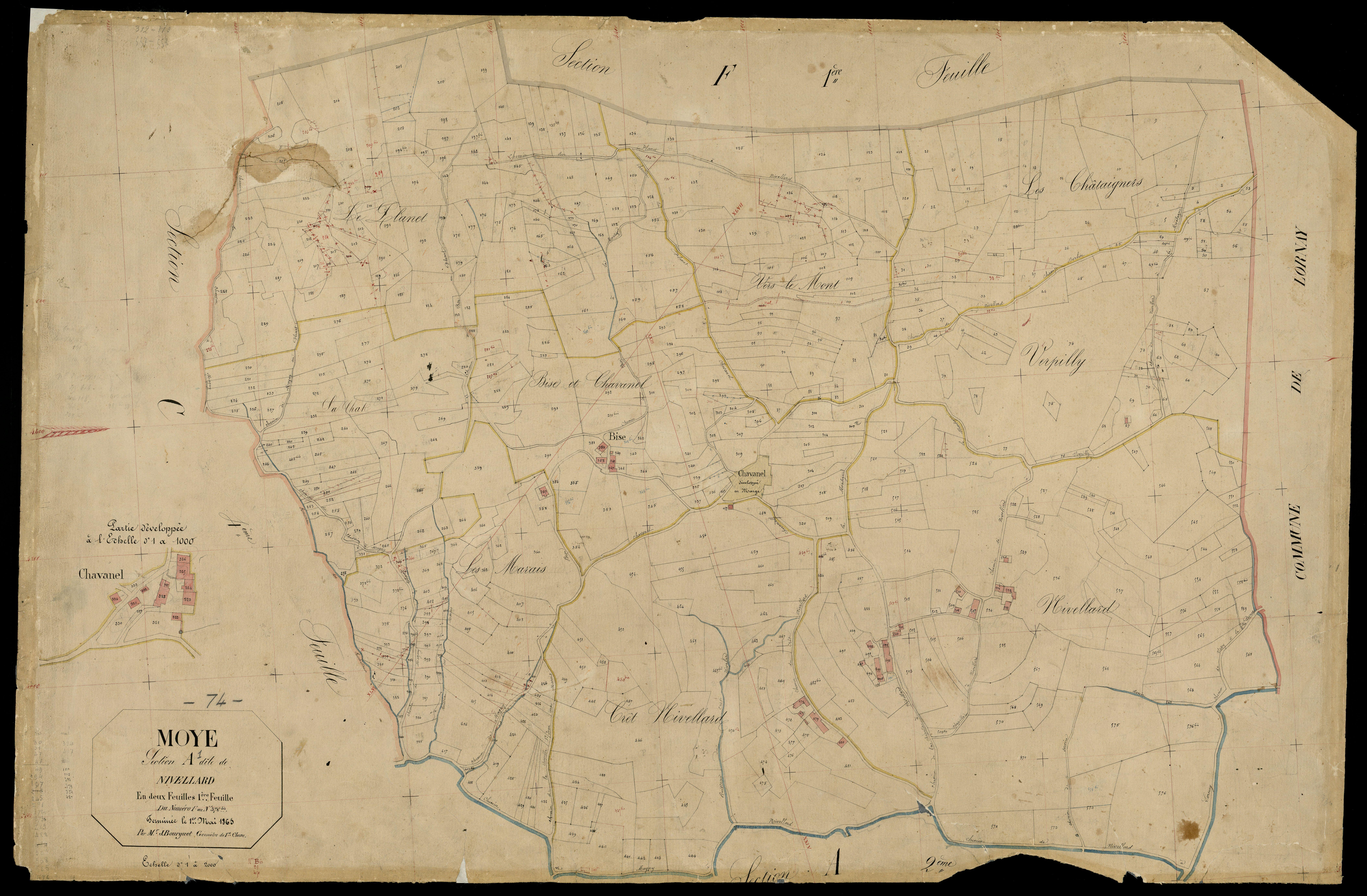 3 P 3 6426 - Feuille n° 2, parcelles n° 77 à 97 - 1er mai 1865