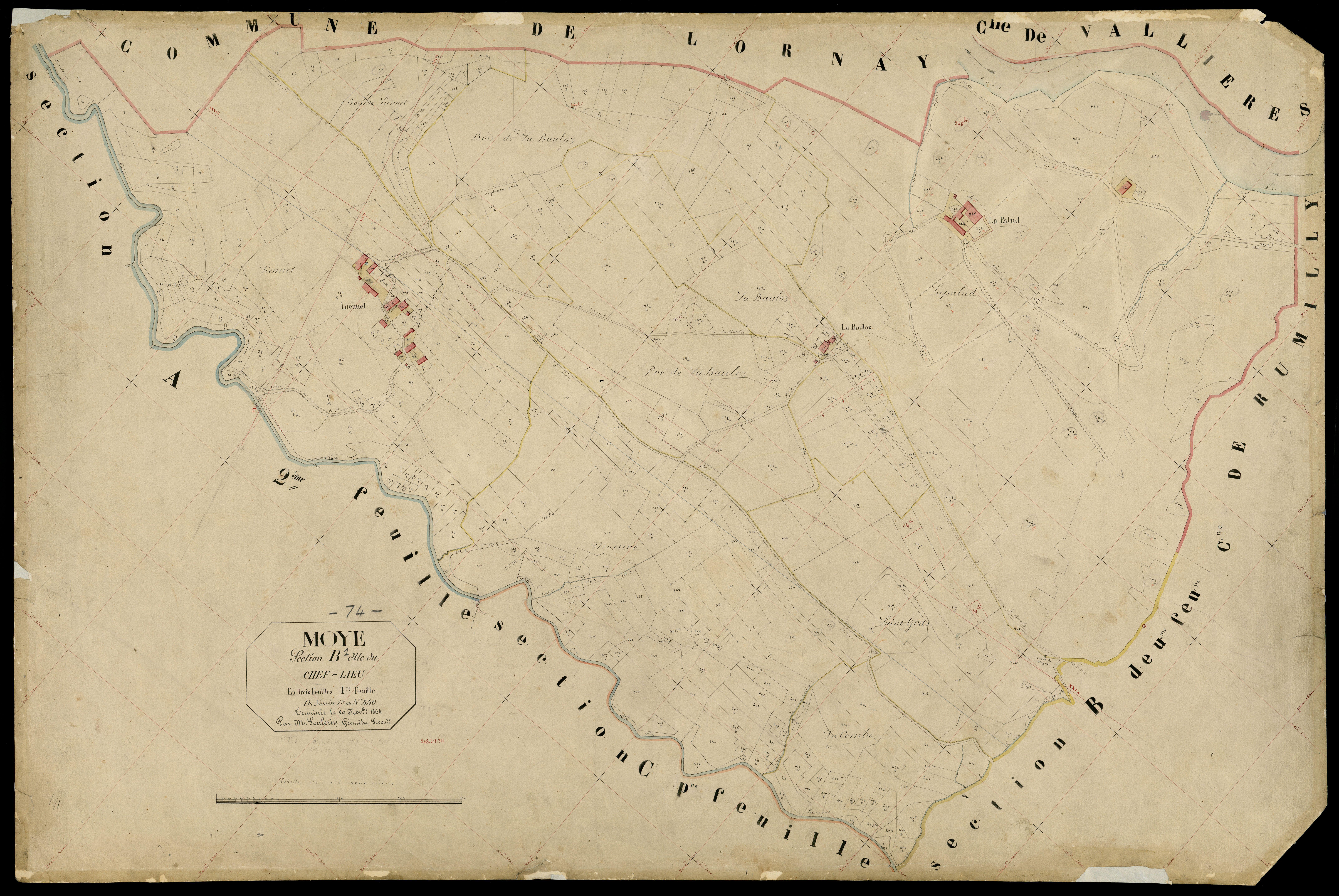 3 P 3 6428 - Feuille n° 2, parcelles n° 441 à 817 - 20 novembre 1864