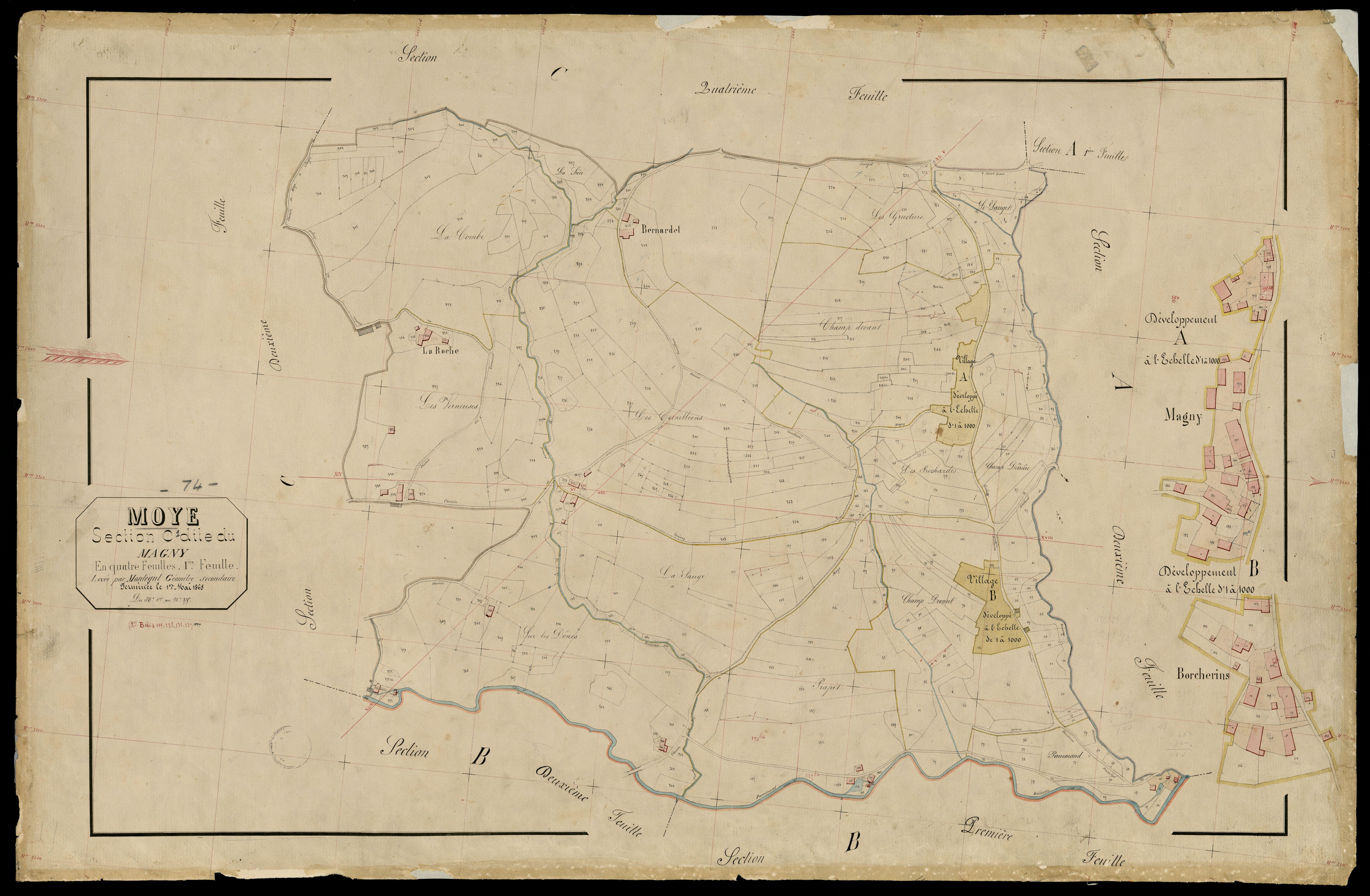3 P 3 6431 - Feuille n° 2, parcelles n° 376 à 898 - 1er juin 1865
