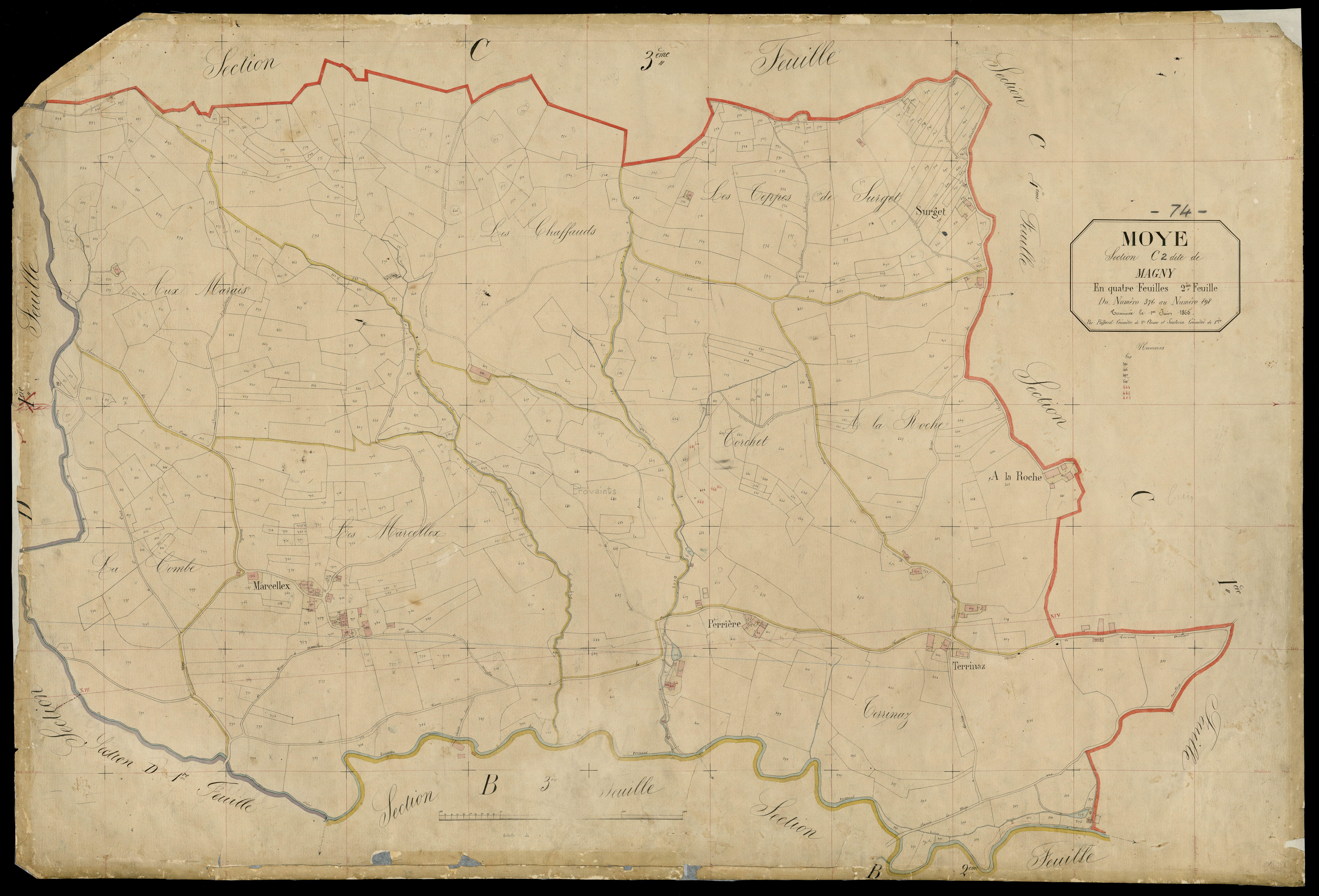 3 P 3 6432 - Feuille n° 3, parcelles n° 899 à 1014 - 1er mai 1865