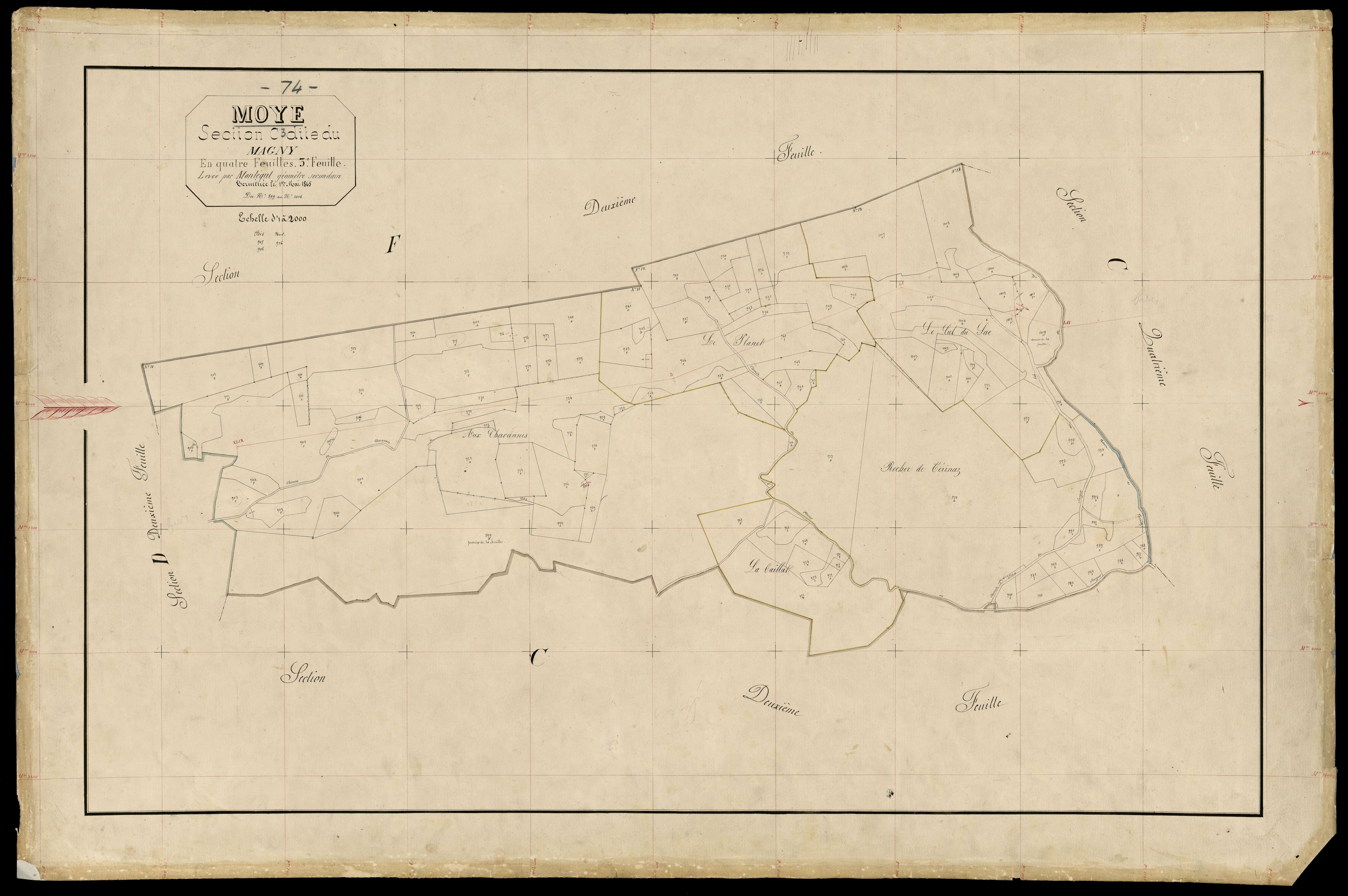 3 P 3 6433 - Feuille n° 4, parcelles n° 101 à 1383 - 1er mai 1865