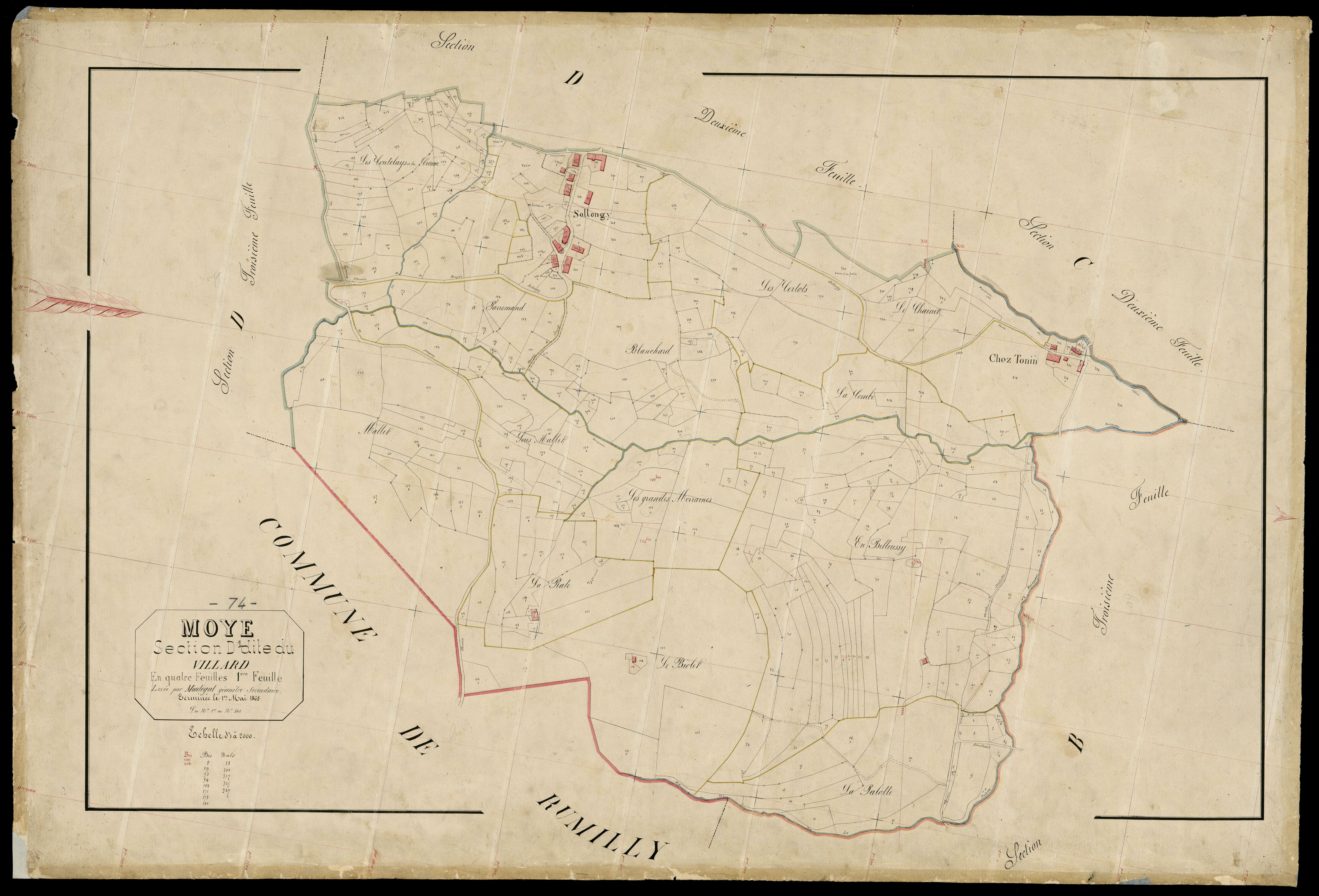 3 P 3 6435 - Feuille n° 2, parcelles n° 342 à 792 - 1er mai 1865