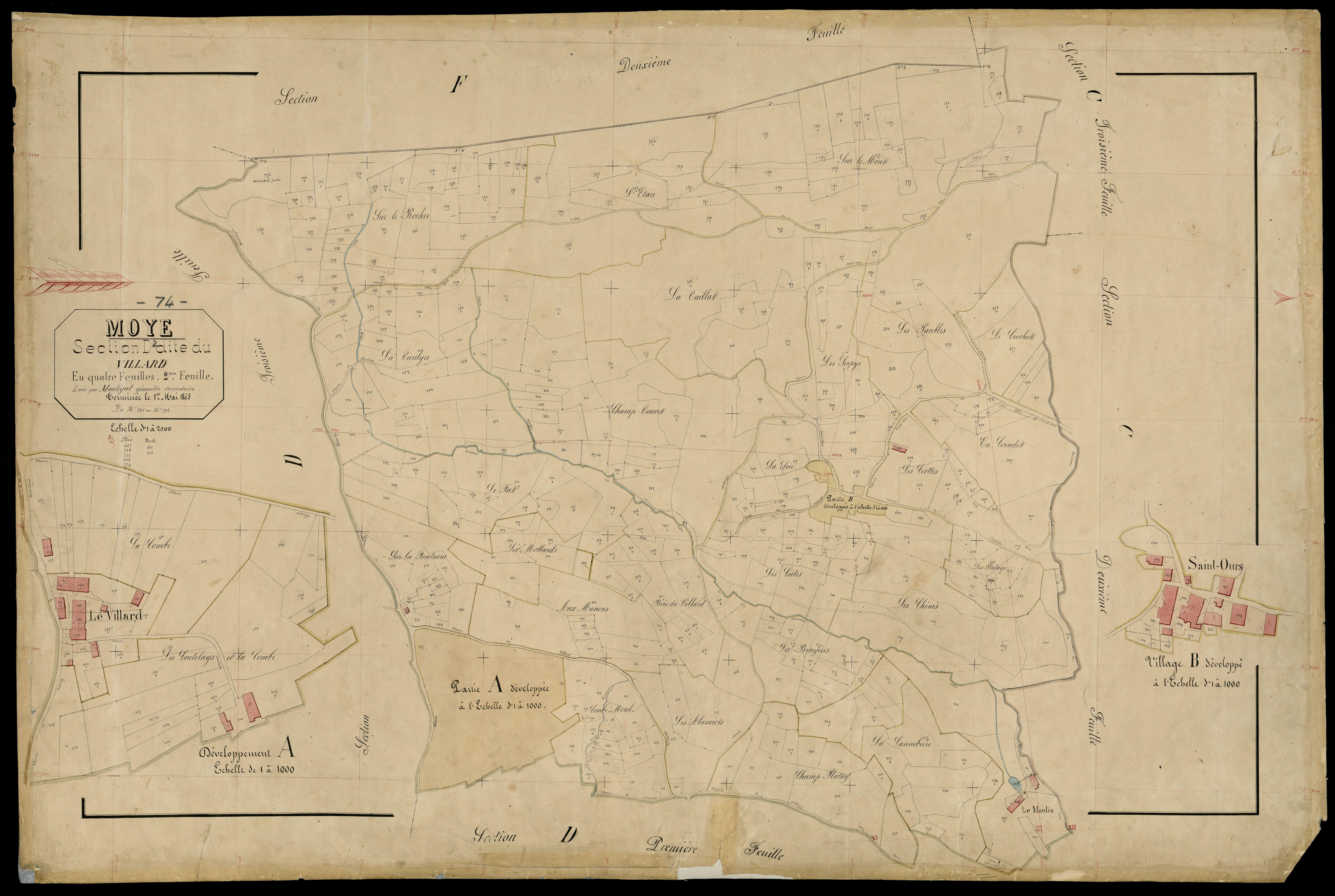 3 P 3 6436 - Feuille n° 3, parcelles n° 793 à 1282 - 1er mai 1865