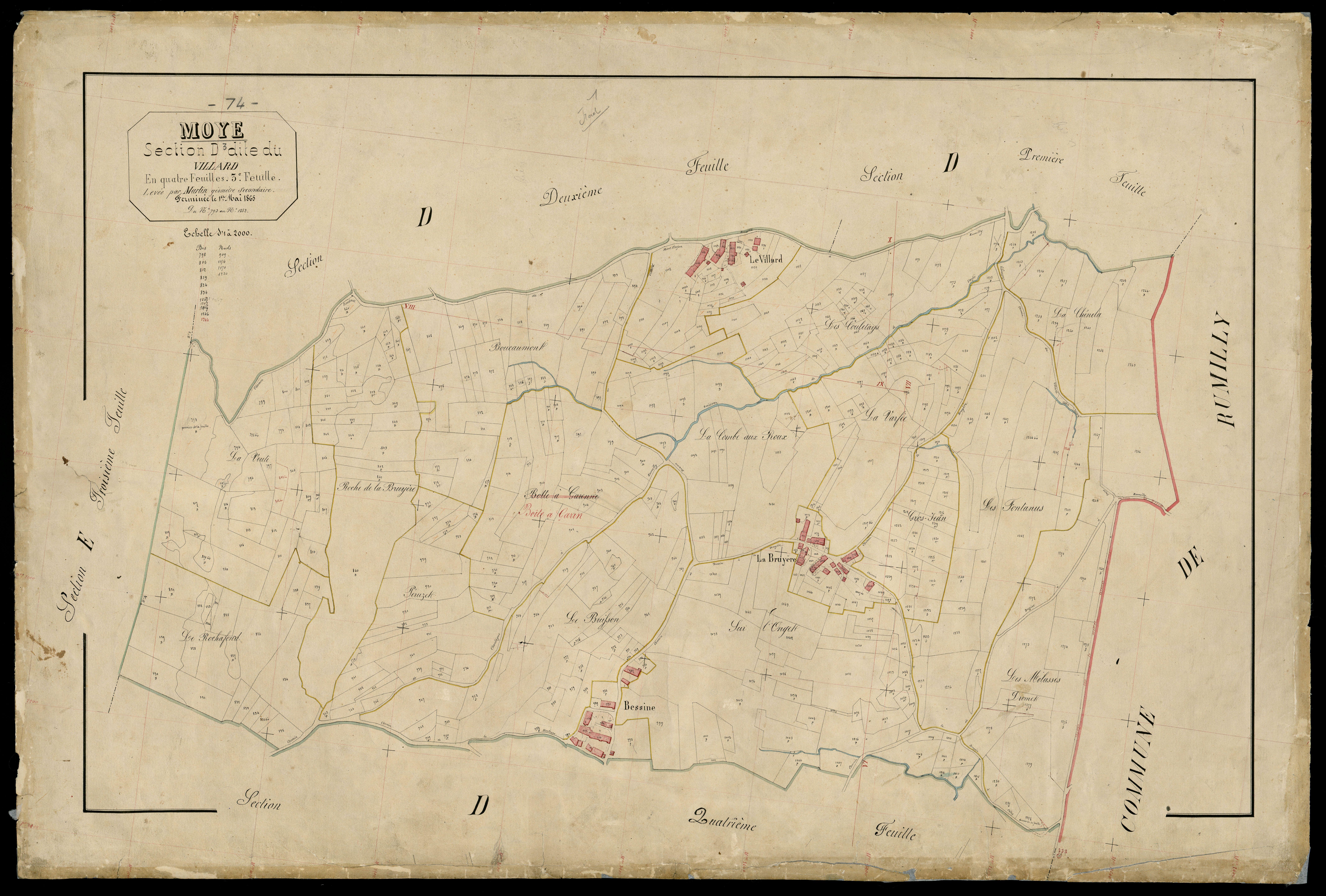 3 P 3 6437 - Feuille n° 4, parcelles n° 1283 à 1663 - 1er mai 1865