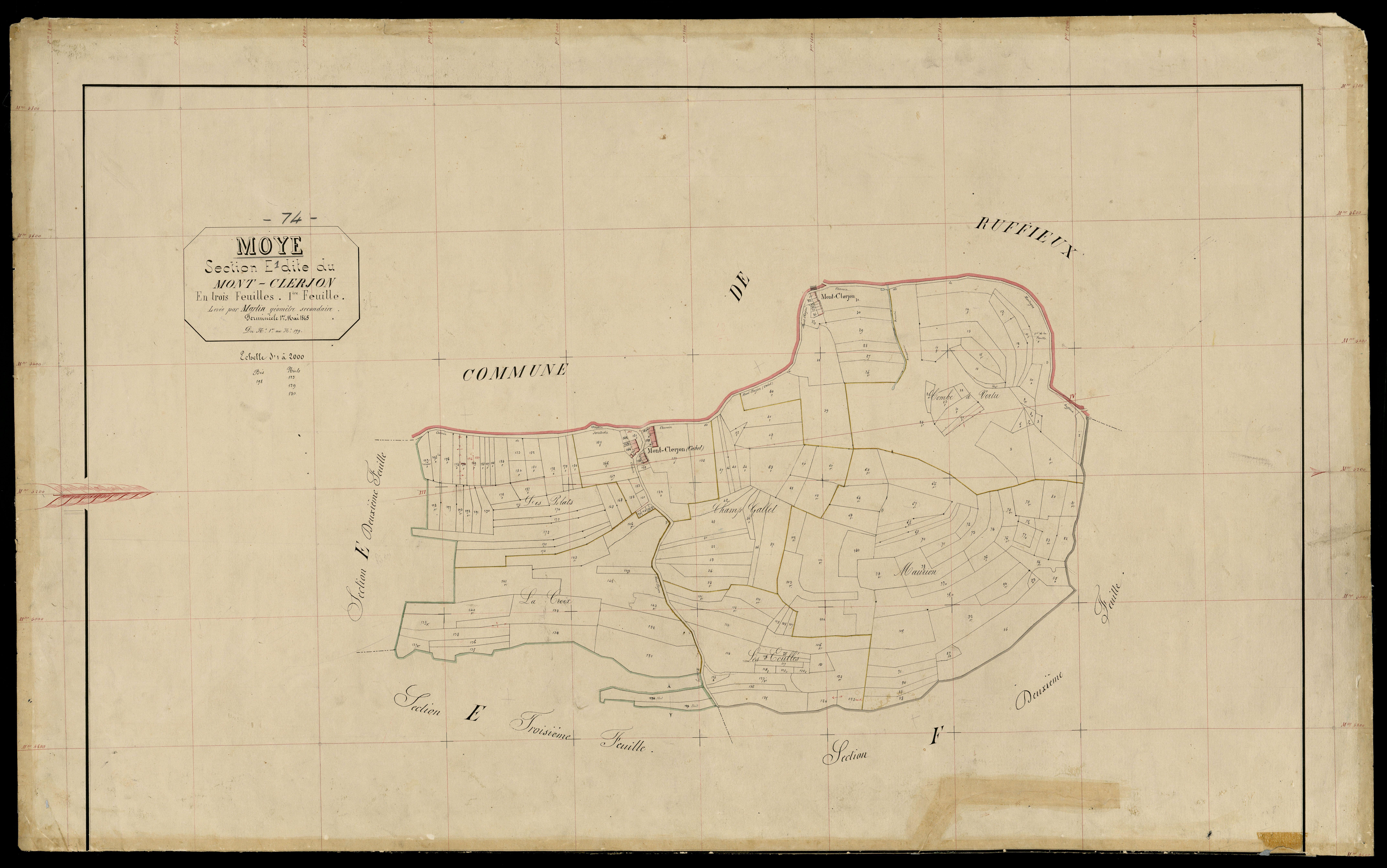 3 P 3 6439 - Feuille n° 2, parcelles n° 200 à 438 - 1er mai 1865