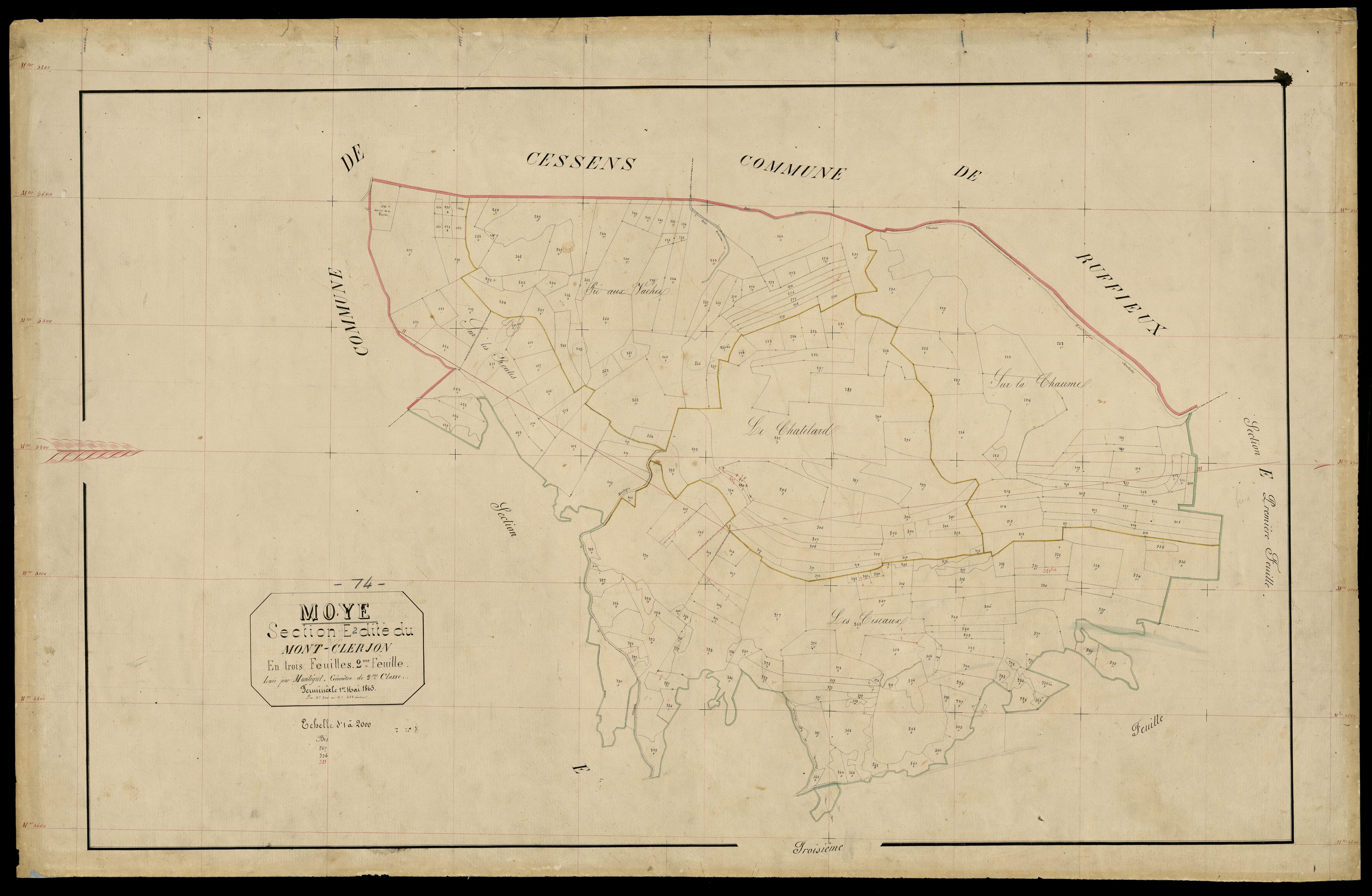 3 P 3 6440 - Feuille n° 3, parcelles n° 439 à 486 - 1er mai 1865