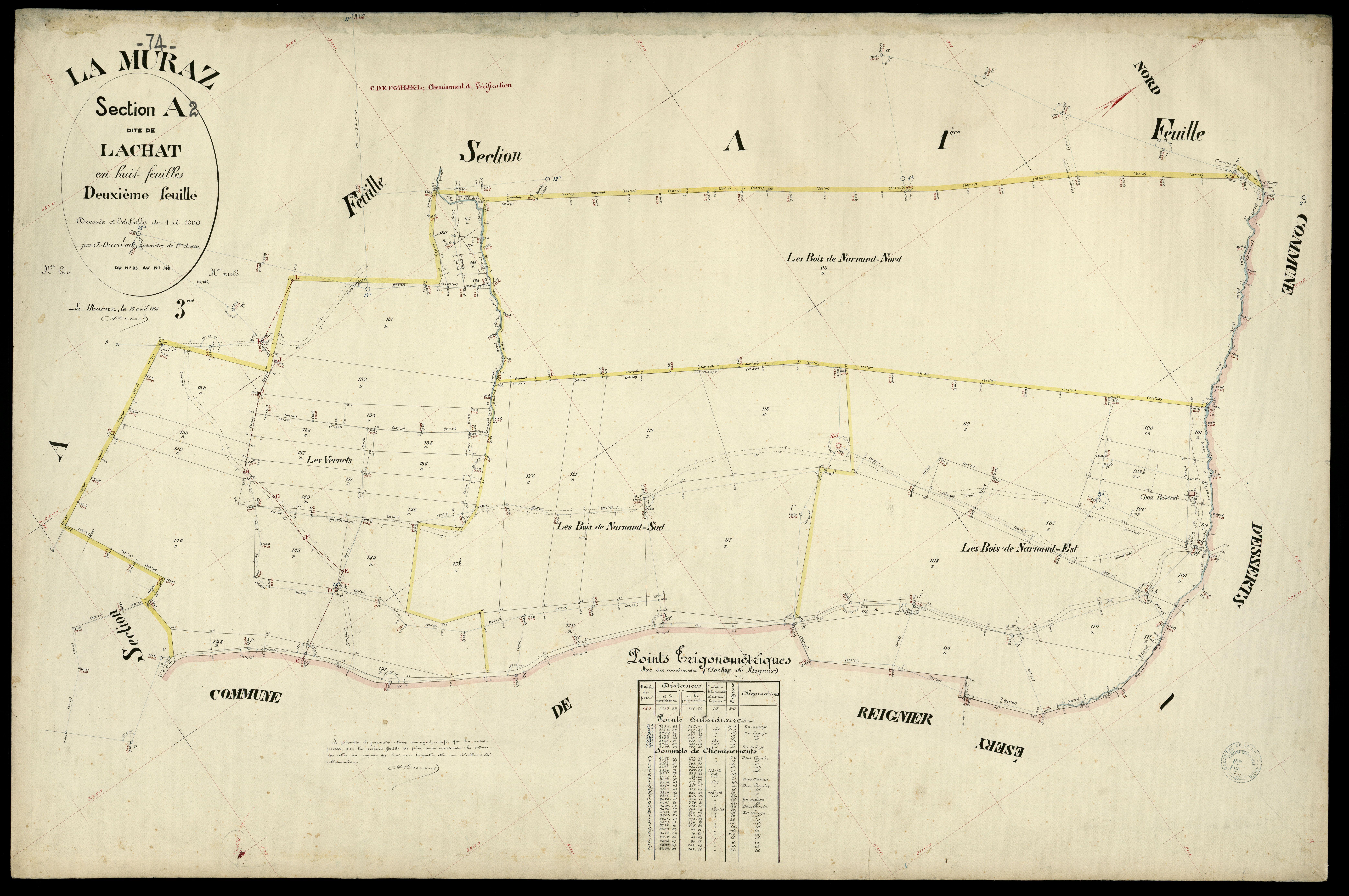 3 P 3 6454 - Feuille n° 3, parcelles n° 149 à 206 - 15 avril 1896