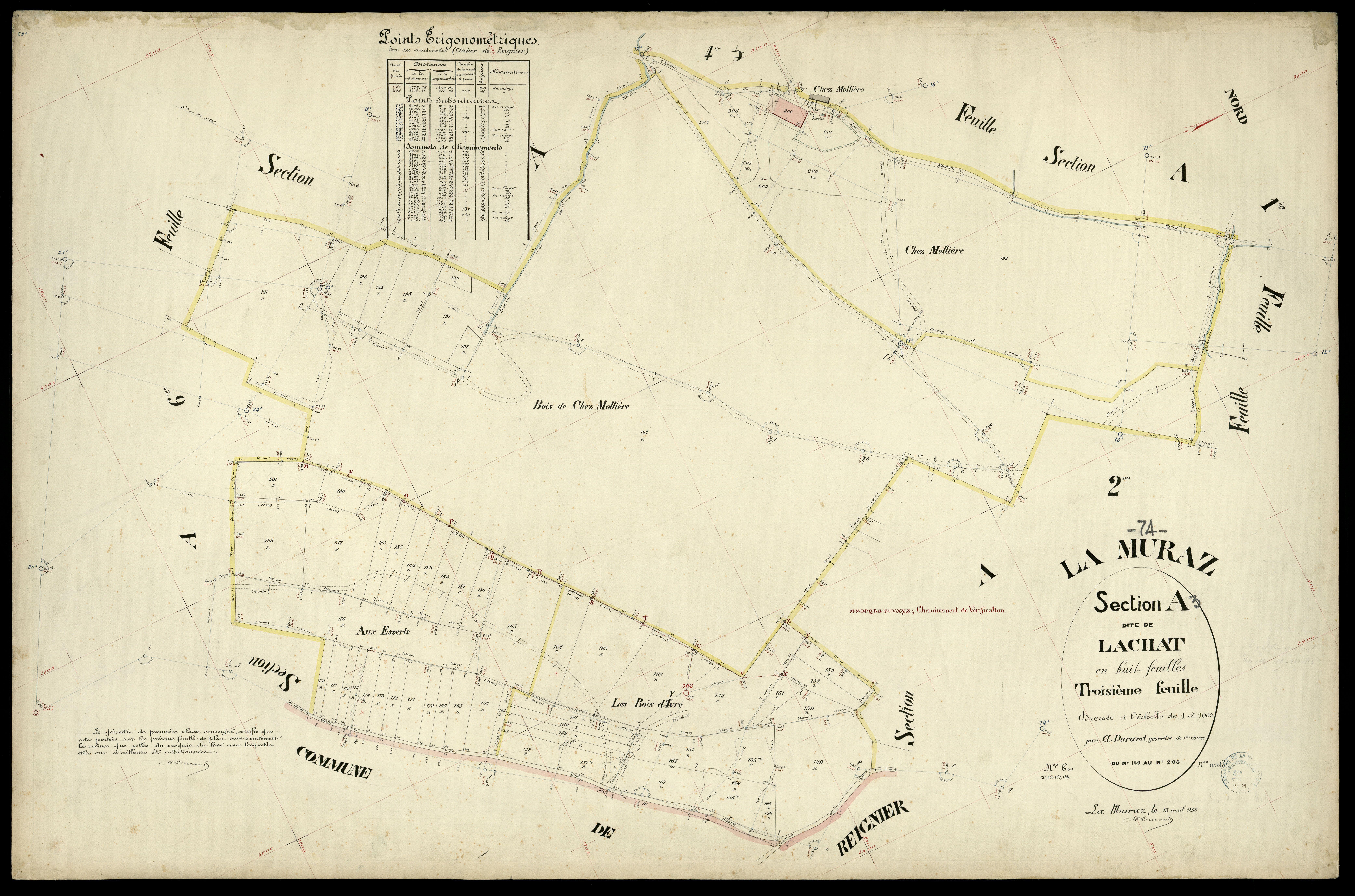 3 P 3 6455 - Feuille n° 4, parcelles n° 207 à 270 - 15 avril 1896