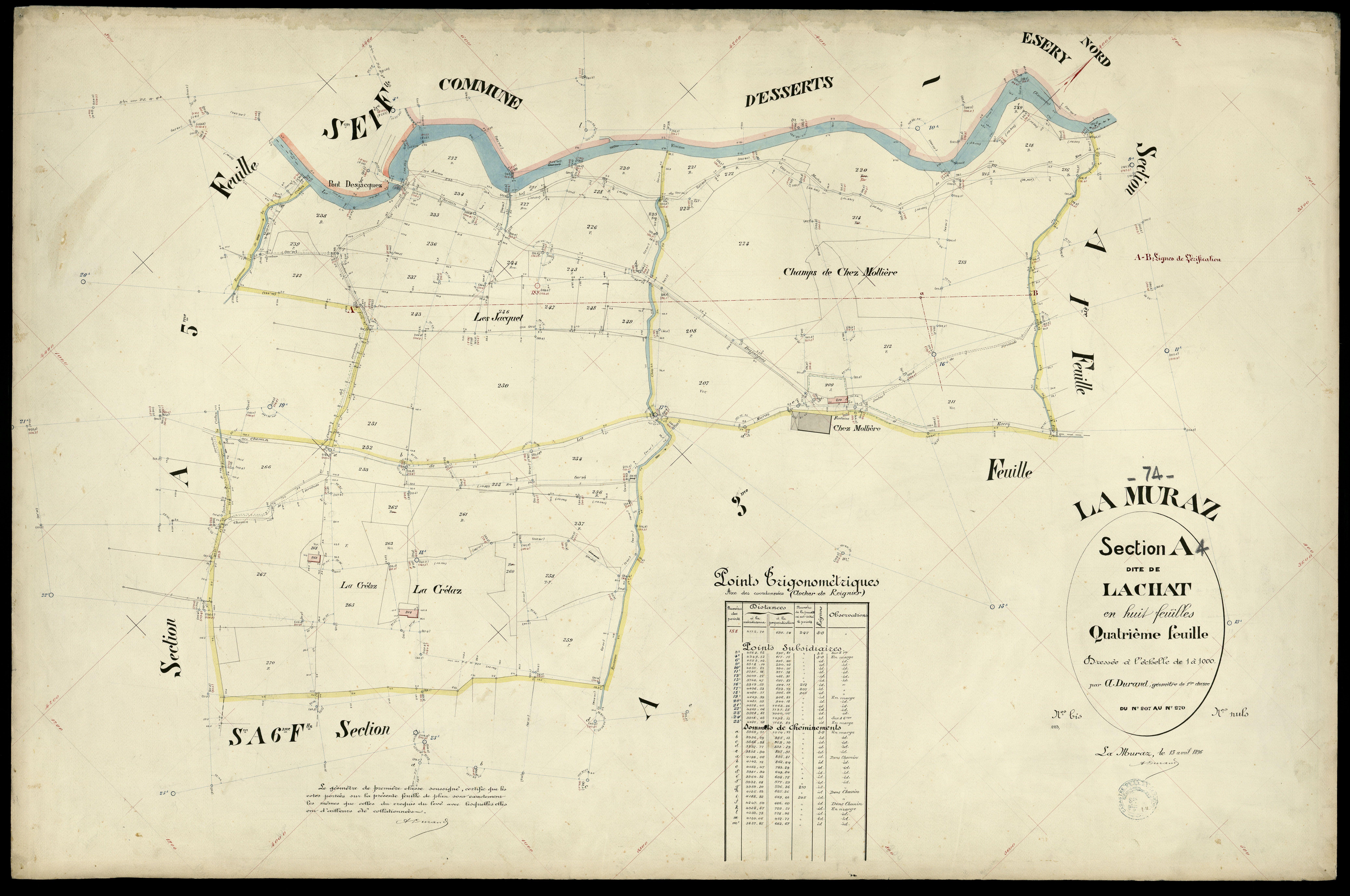 3 P 3 6456 - Feuille n° , parcelles n° 271 à 370 - 15 avril 1896