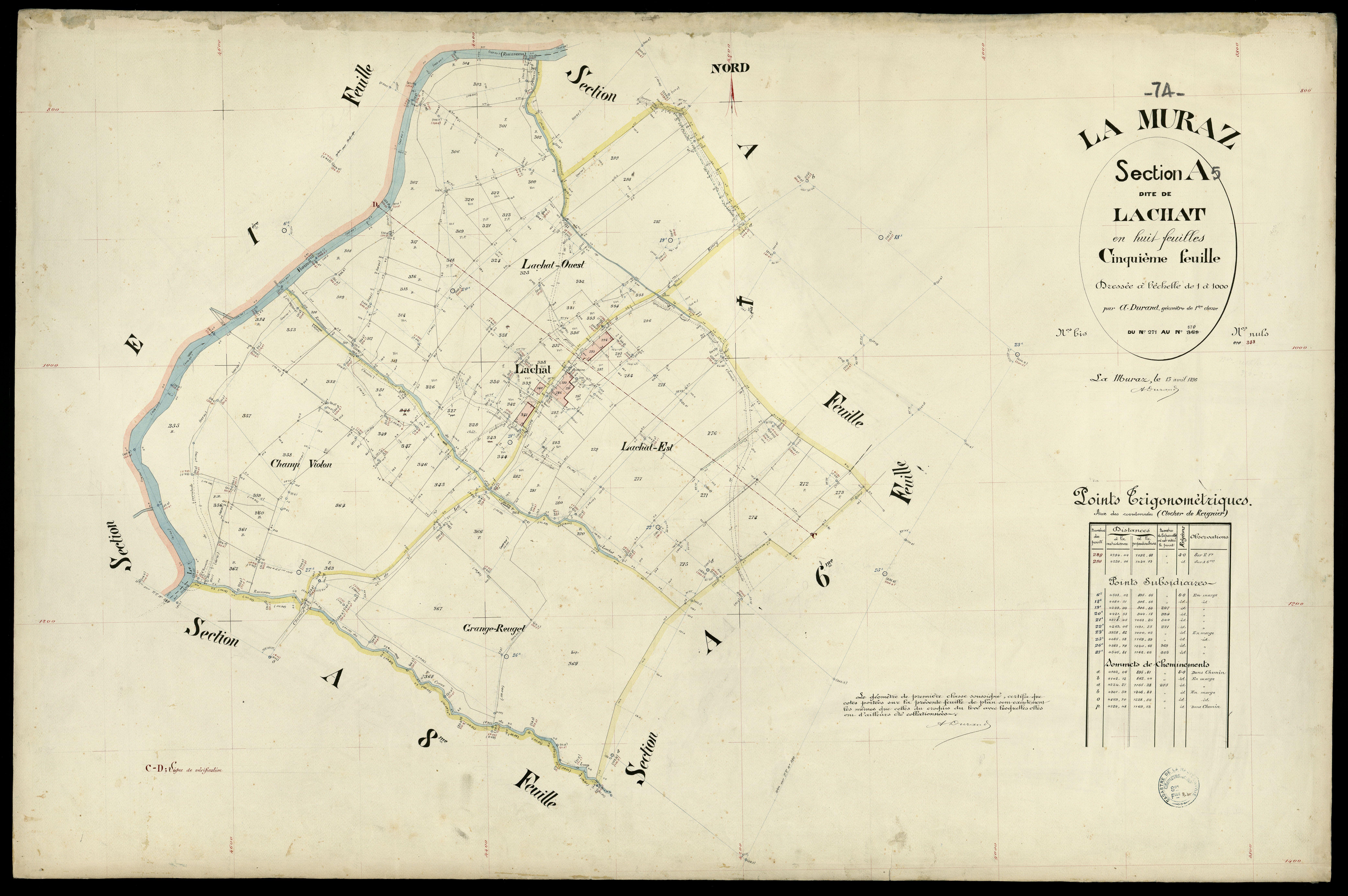 3 P 3 6457 - Feuille n° 6, parcelles n° 371 à 430 - 15 avril 1896