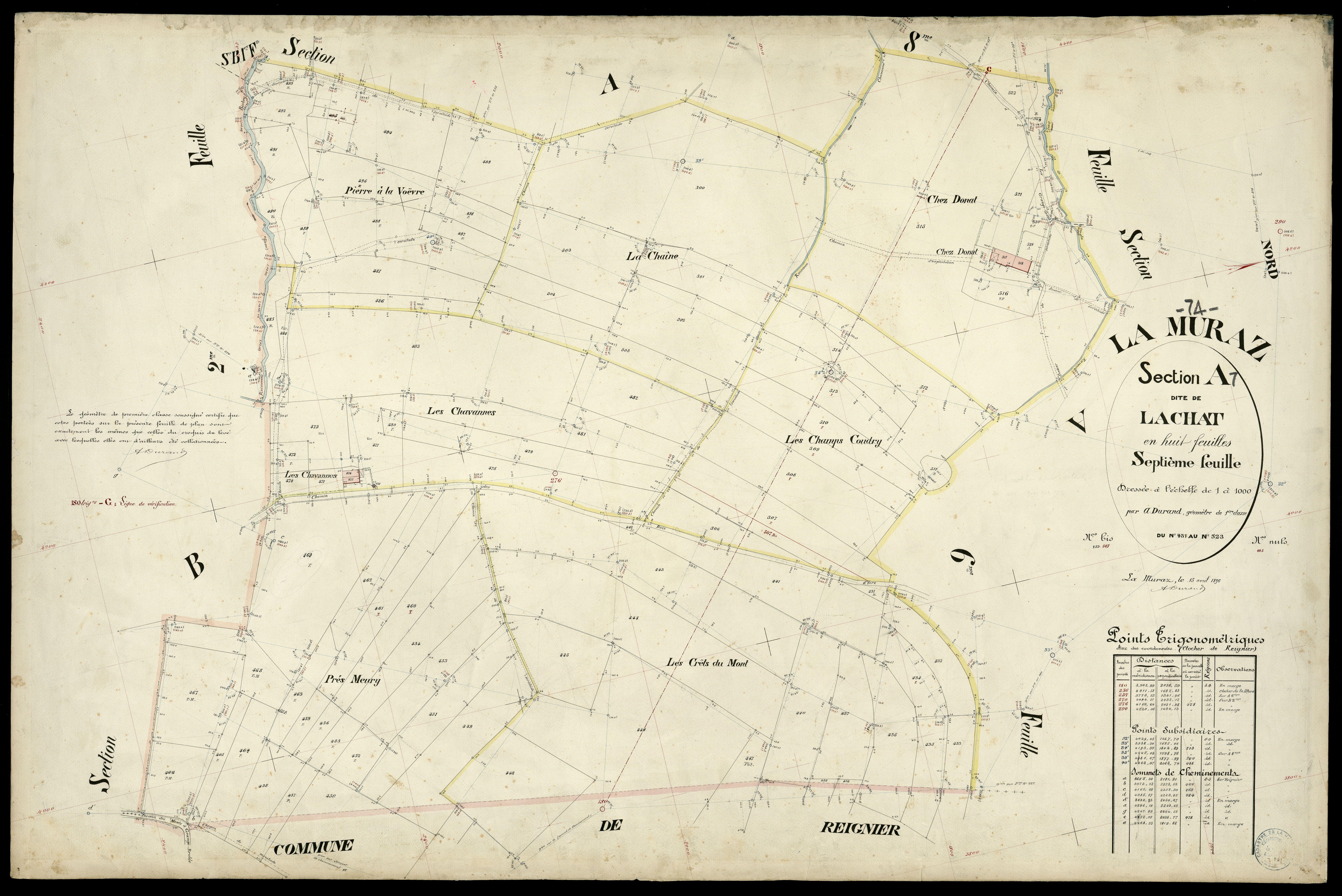 3 P 3 6459 - Feuille n° 8, parcelles n° 24 à 687 - 15 avril 1896