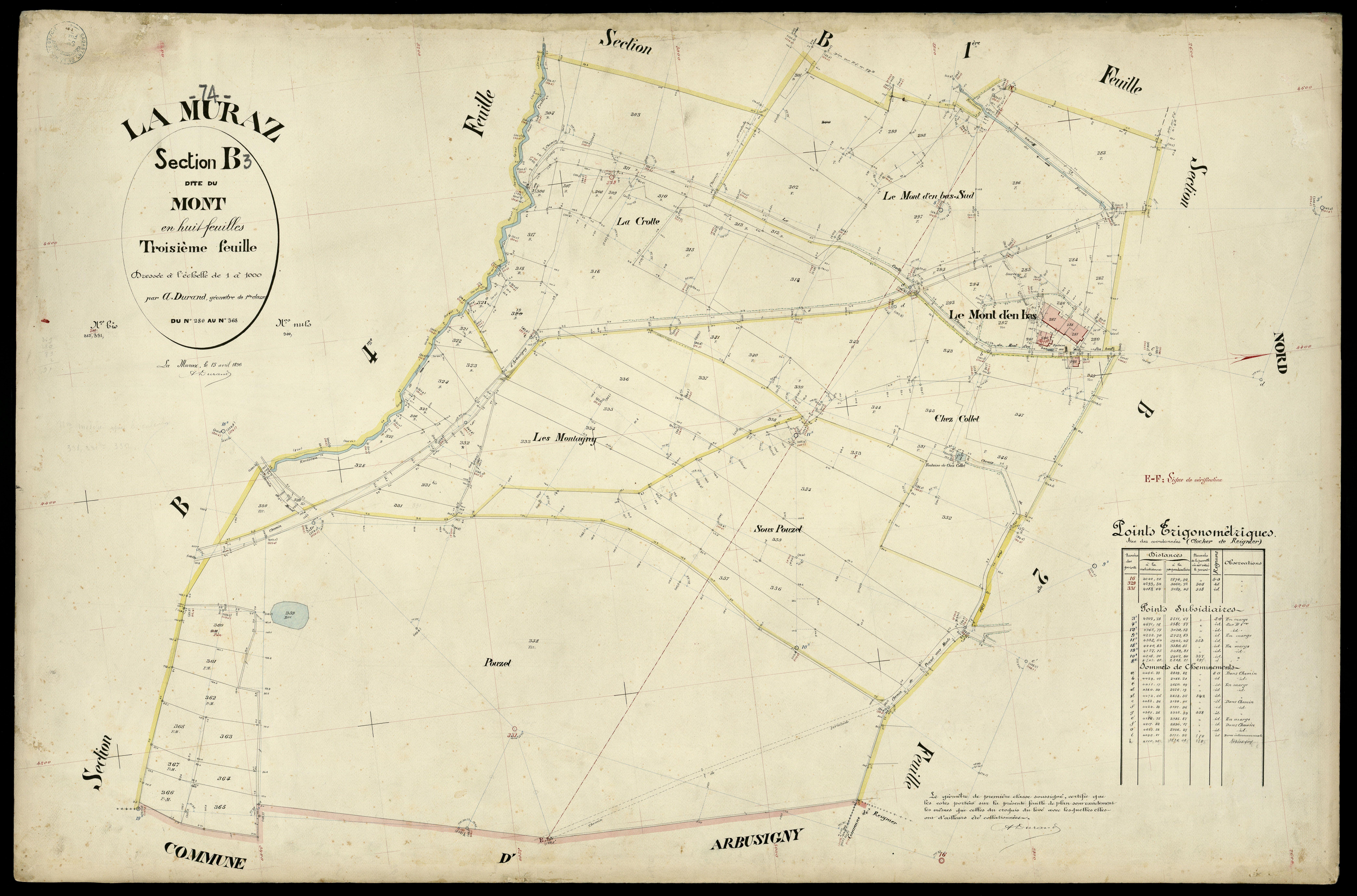 3 P 3 6463 - Feuille n° 4, parcelles n° 369 à 00 - 15 avril 1896