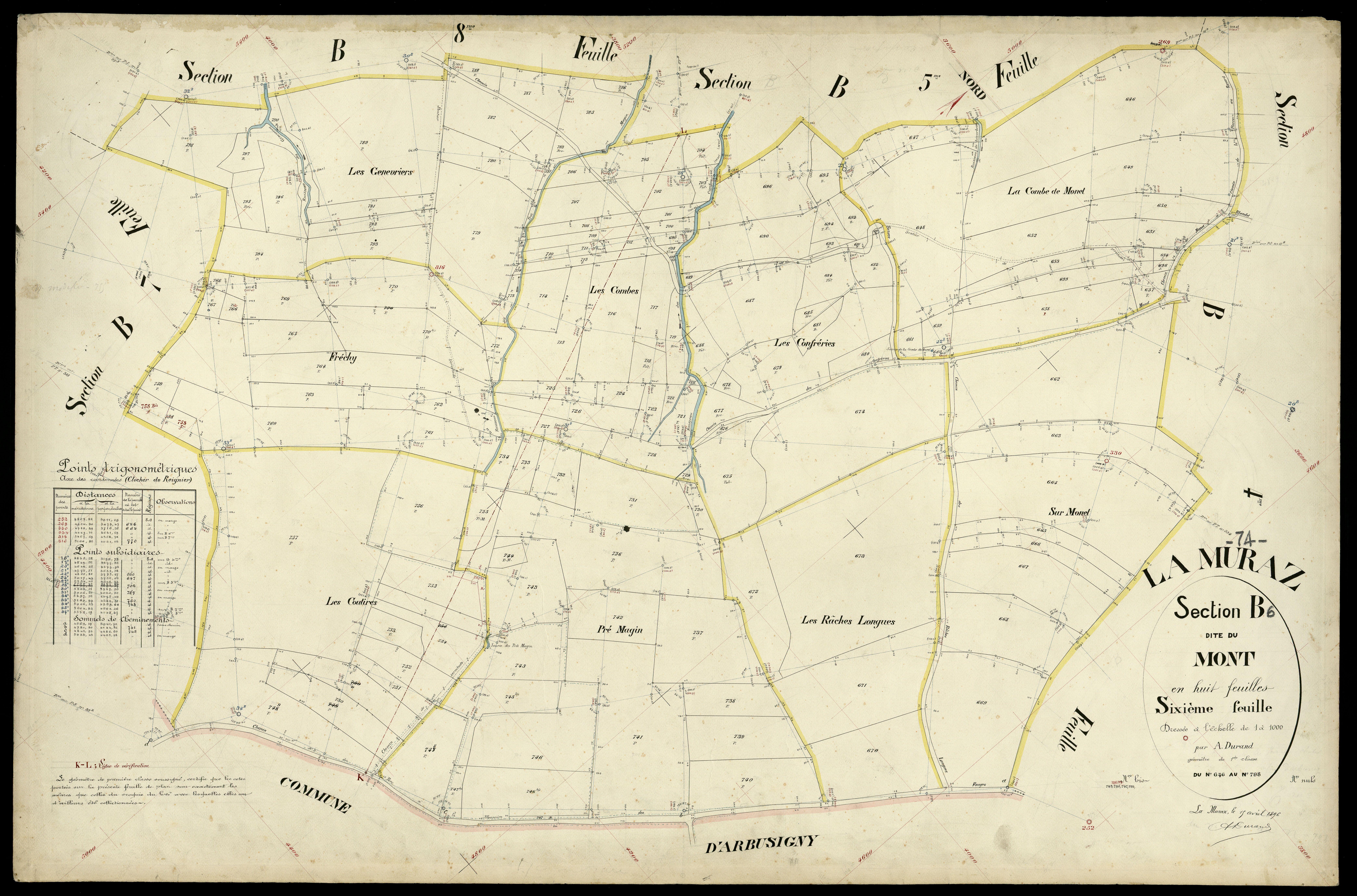 3 P 3 6466 - Feuille n° 7, parcelles n° 799 à 849 - 15 avril 1896