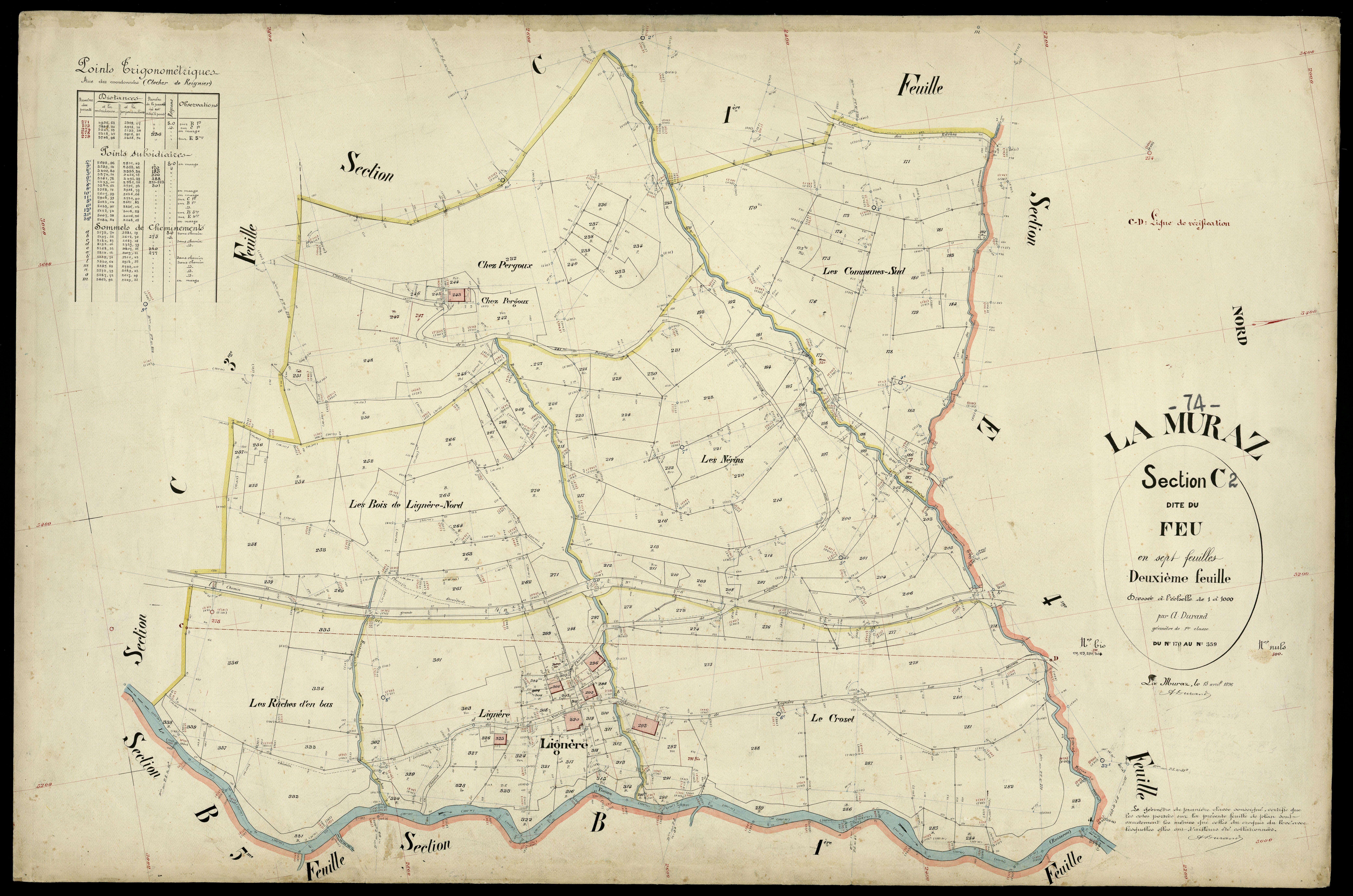 3 P 3 6470 - Feuille n° 3, parcelles n° 340 à 466 - 15 avril 1896