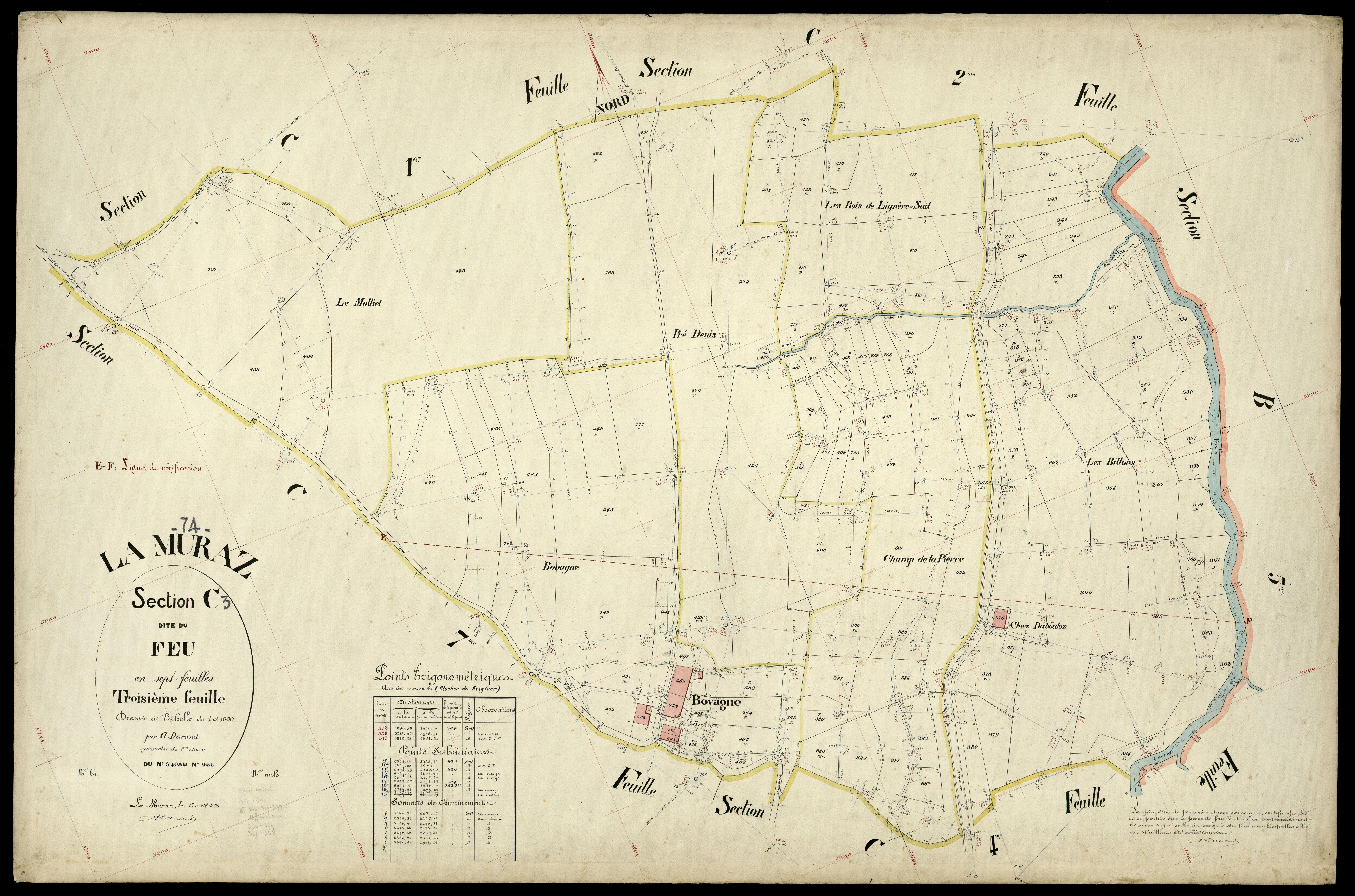 3 P 3 6471 - Feuille n° 4, parcelles n° 467 à 700 - 15 avril 1896