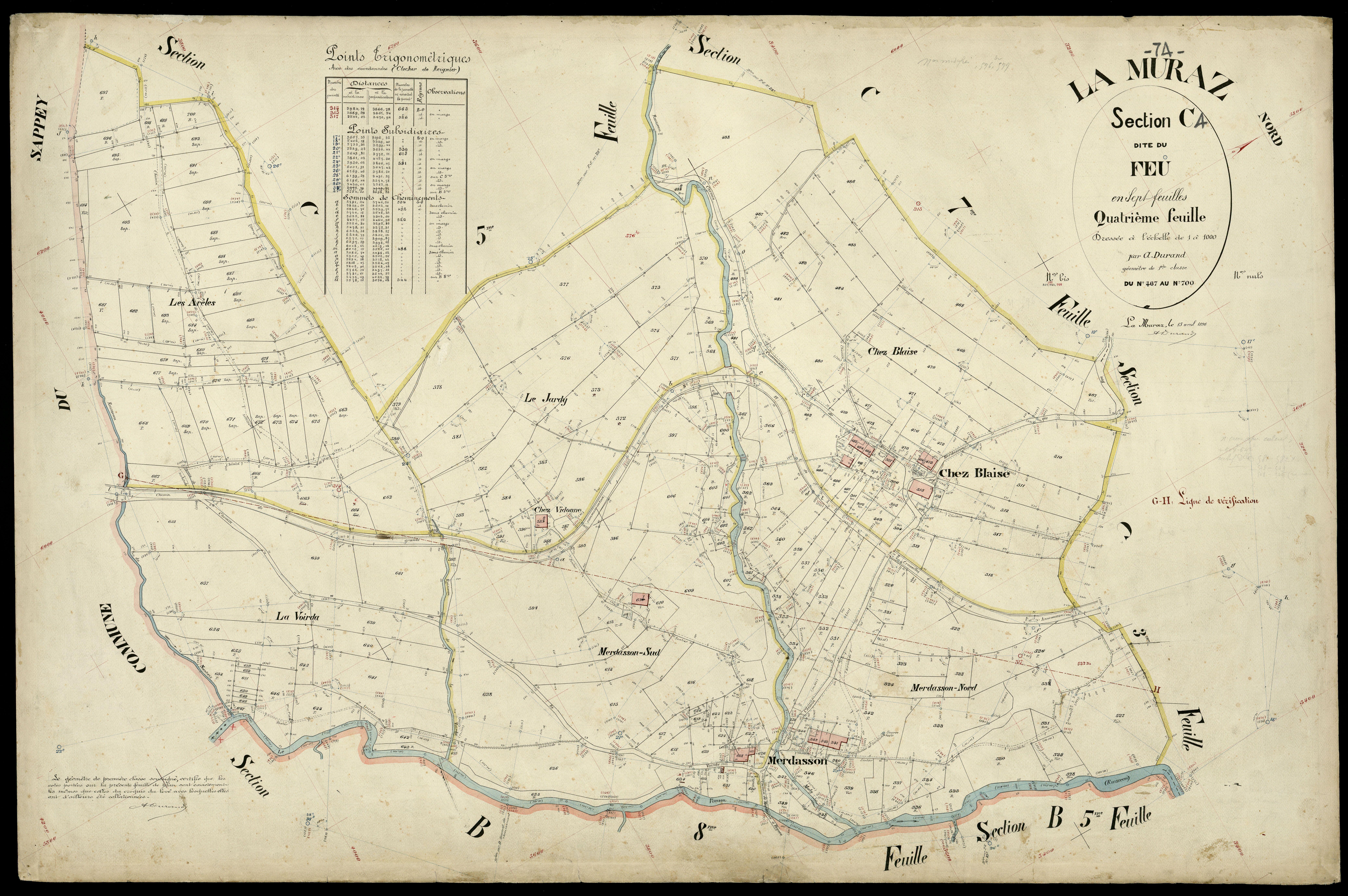 3 P 3 6472 - Feuille n° , parcelles n° 701 à 862 - 15 avril 1896