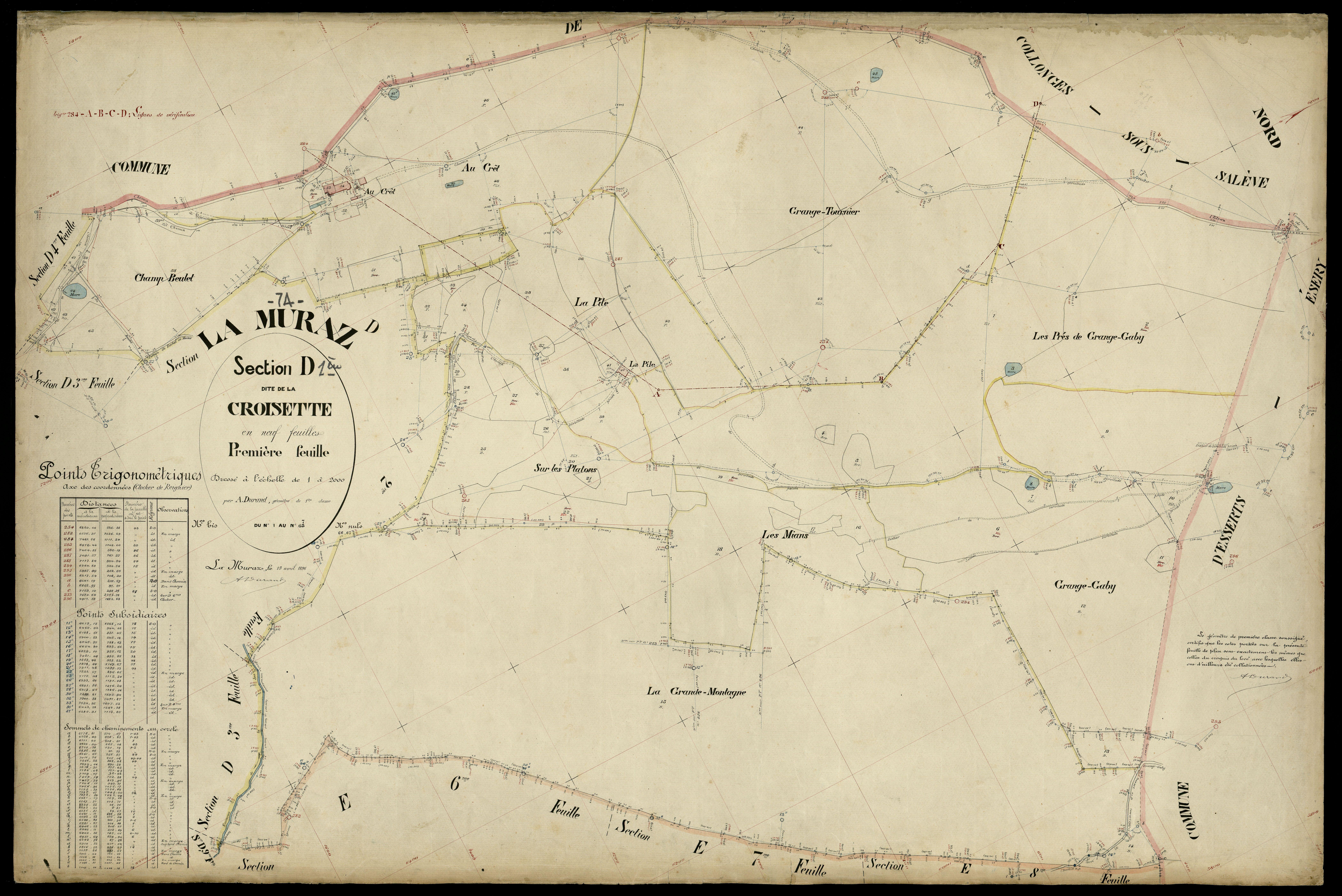 3 P 3 6476 - Feuille n° 2, parcelles n° 68 à 242 - 12 janvier 1896