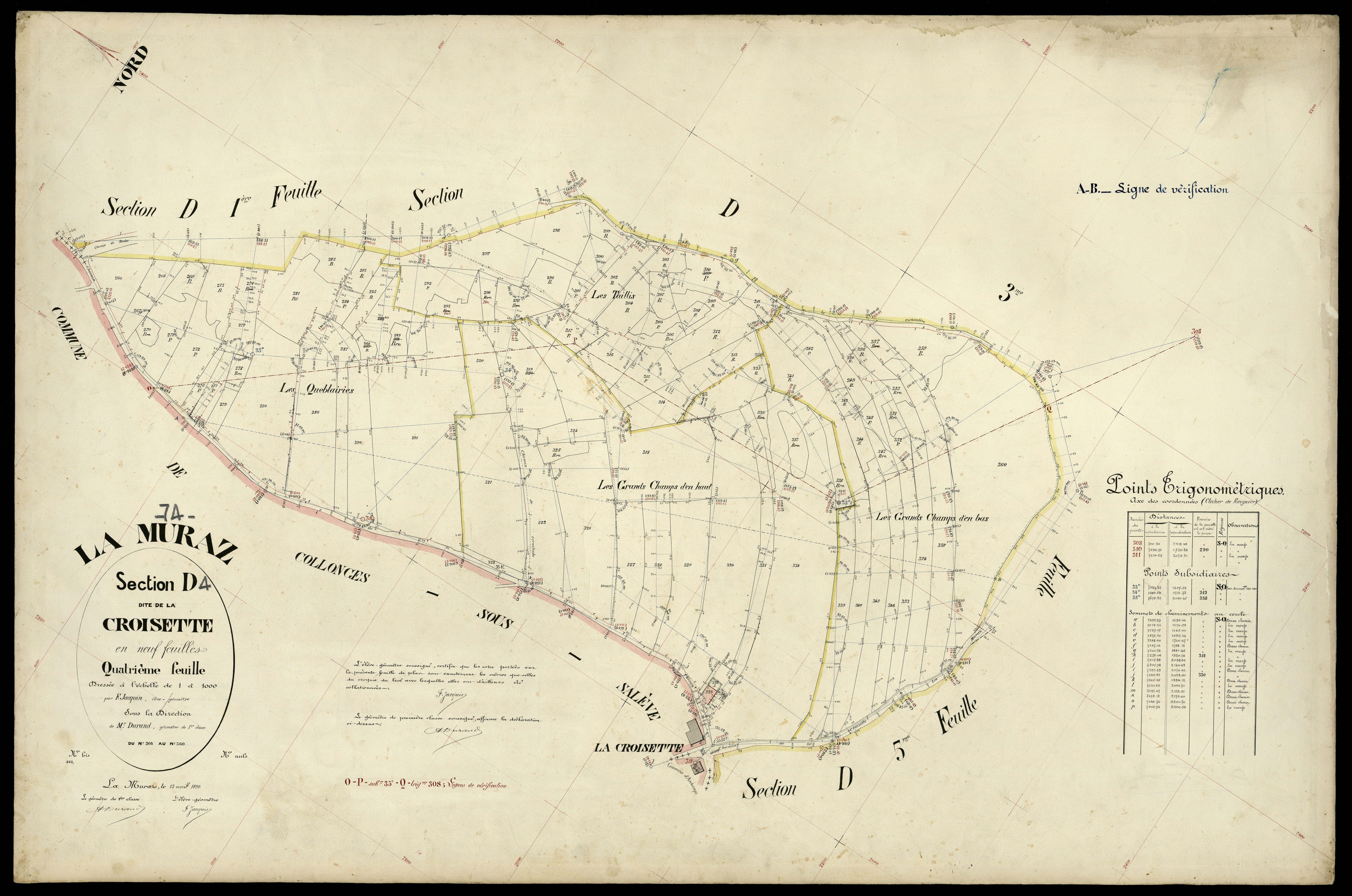 3 P 3 6479 - Feuille n° , parcelles n° 361 à 608 - 15 avril 1896
