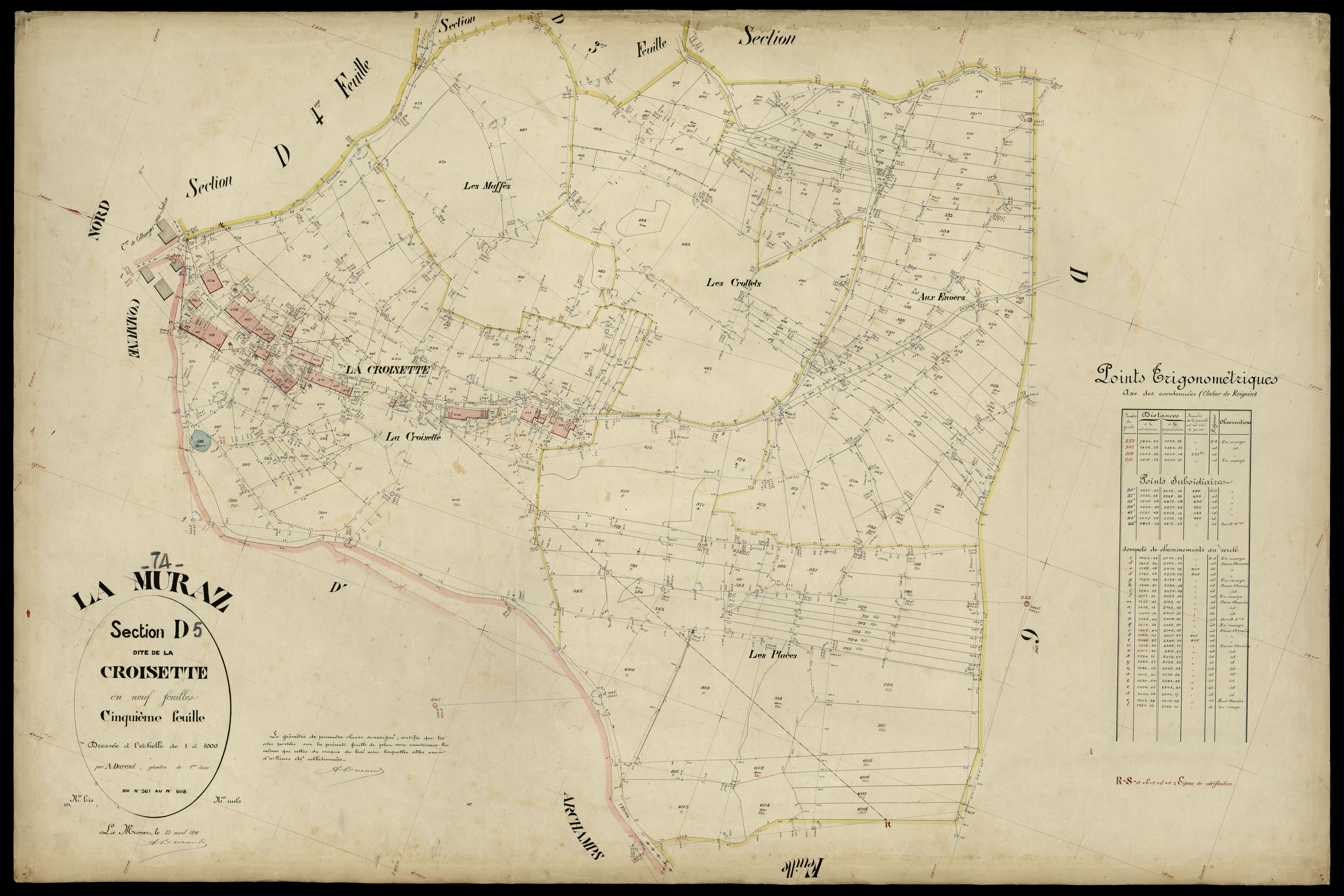 3 P 3 6480 - Feuille n° 6, parcelles n° 609 à 642 - 15 avril 1896