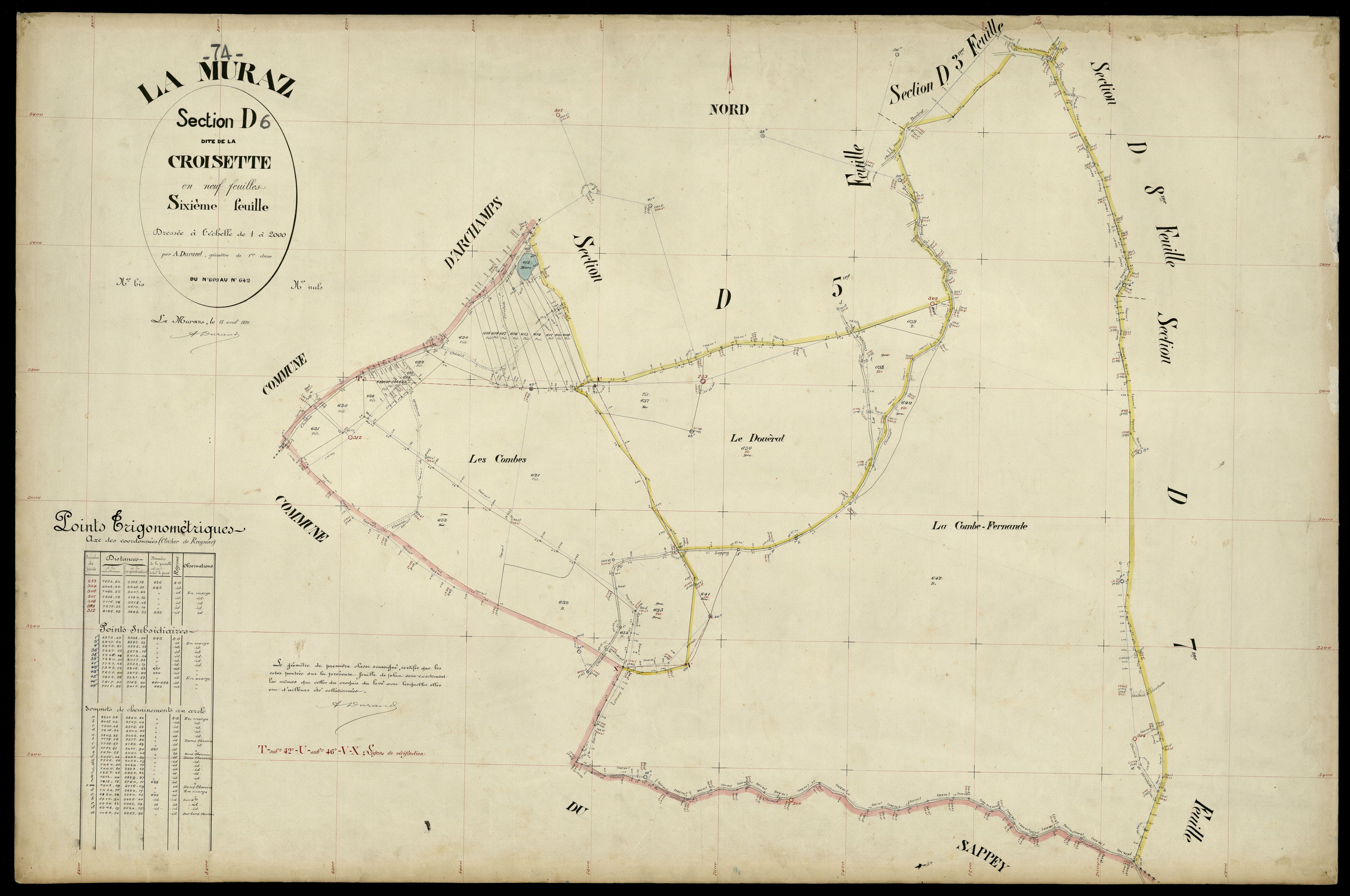 3 P 3 6481 - Feuille n° 7, parcelles n° 643 à 707 - 15 avril 1896