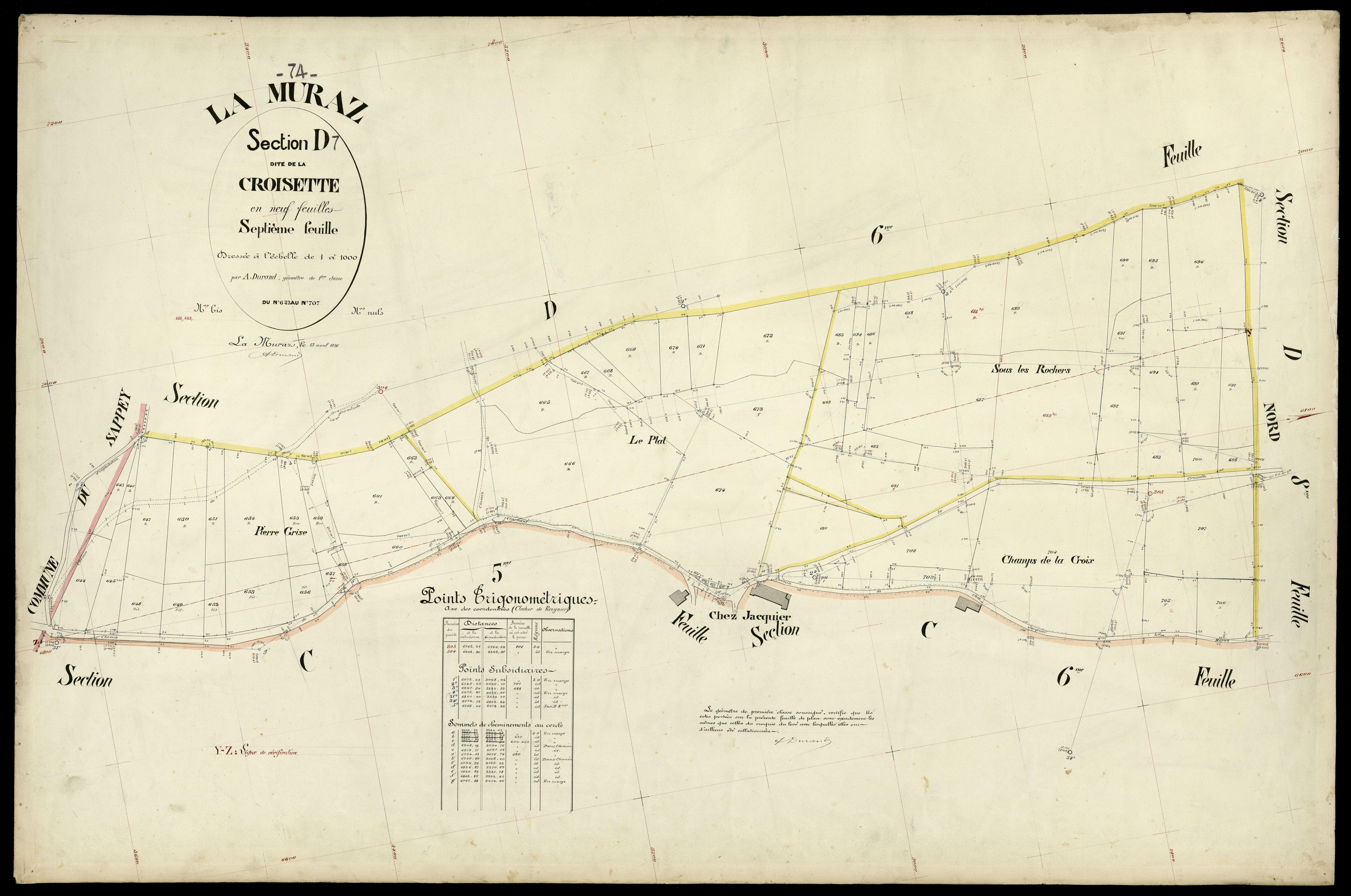 3 P 3 6482 - Feuille n° 8, parcelles n° 708 à 76 - 15 avril 1896