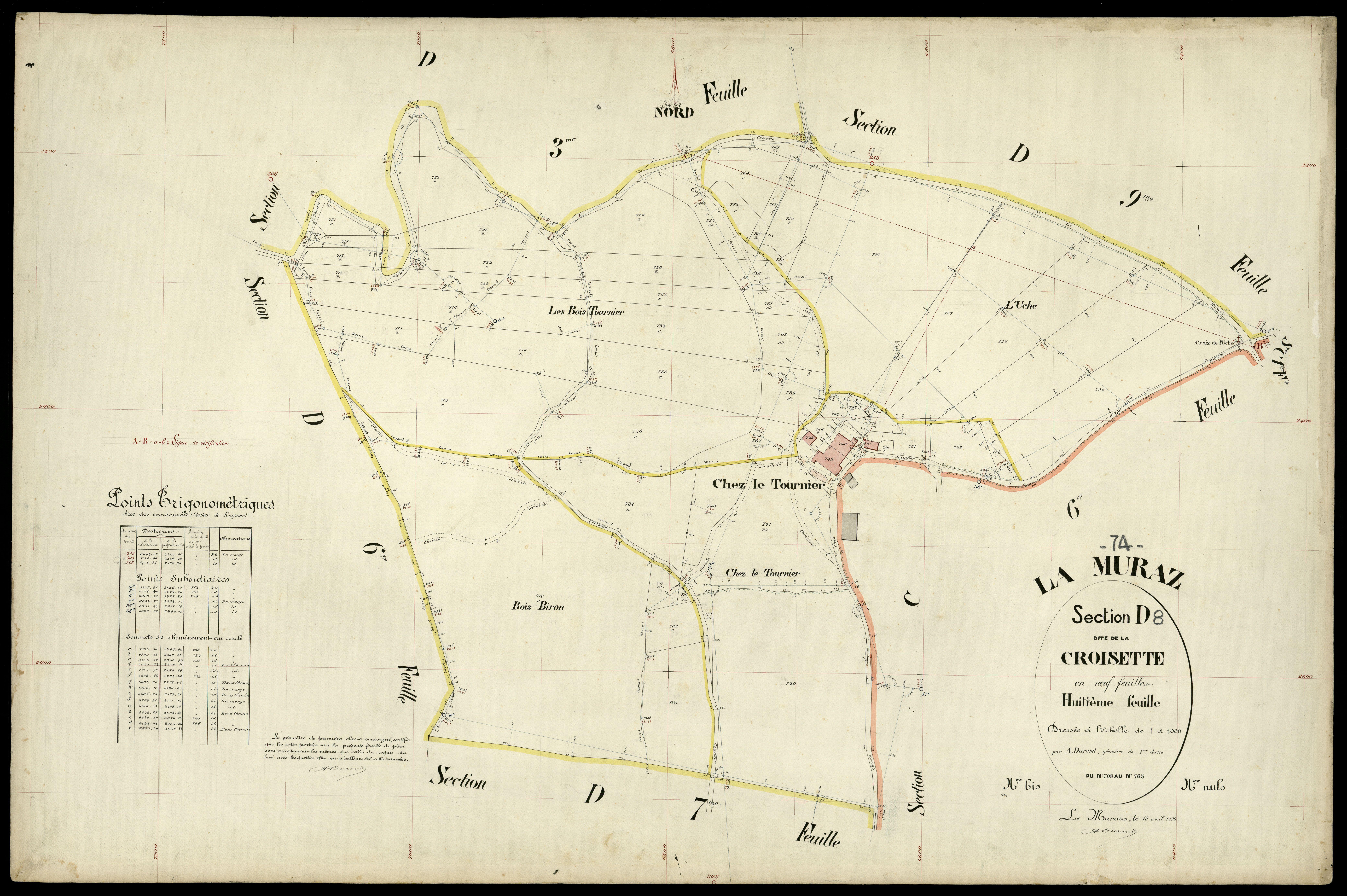 3 P 3 6483 - Feuille n° 9, parcelles n° 766 à 812 - 15 avril 1896