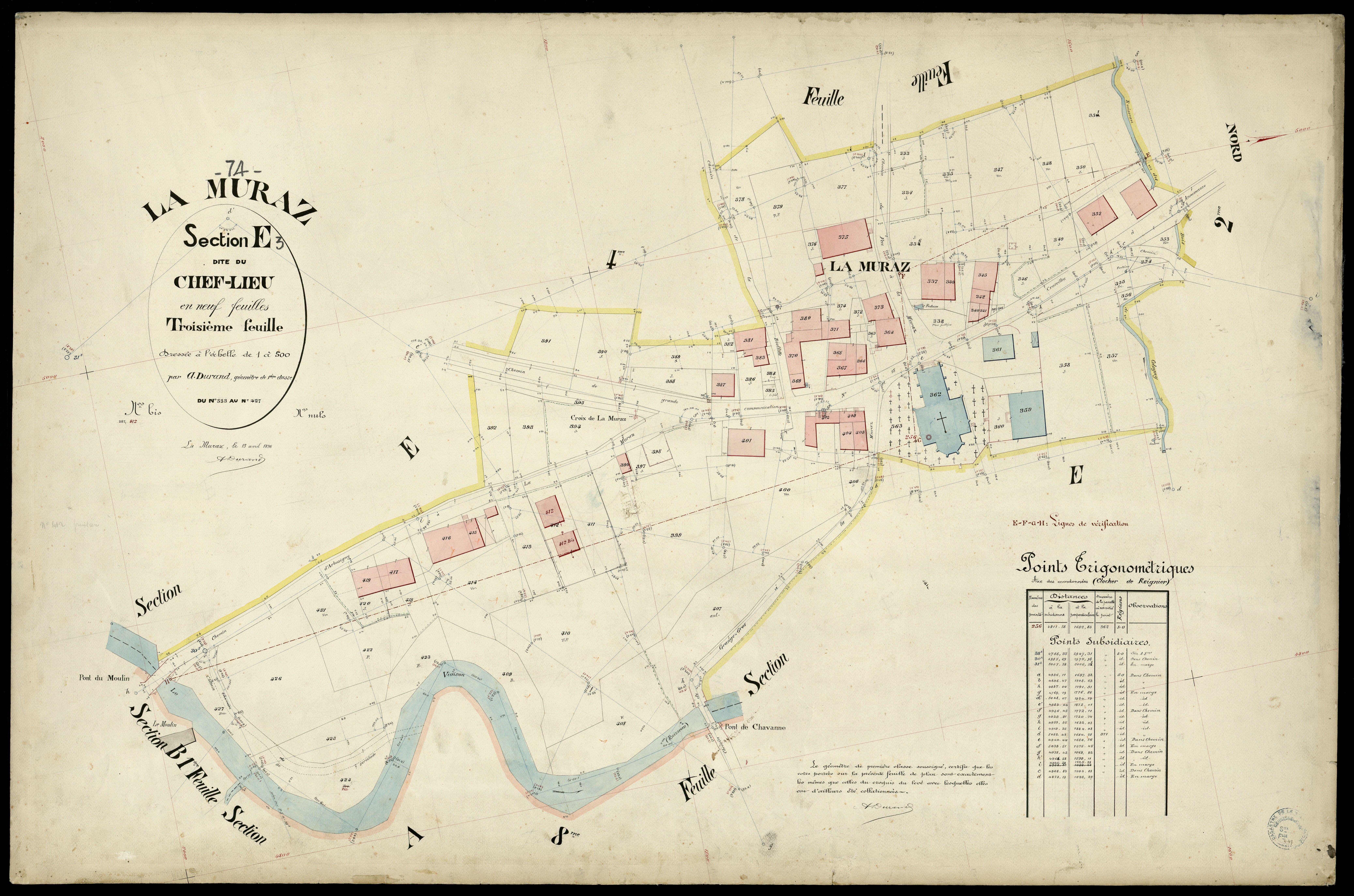 3 P 3 6487 - Feuille n° 4, parcelles n° 427bis à 41 - 15 avril 1896