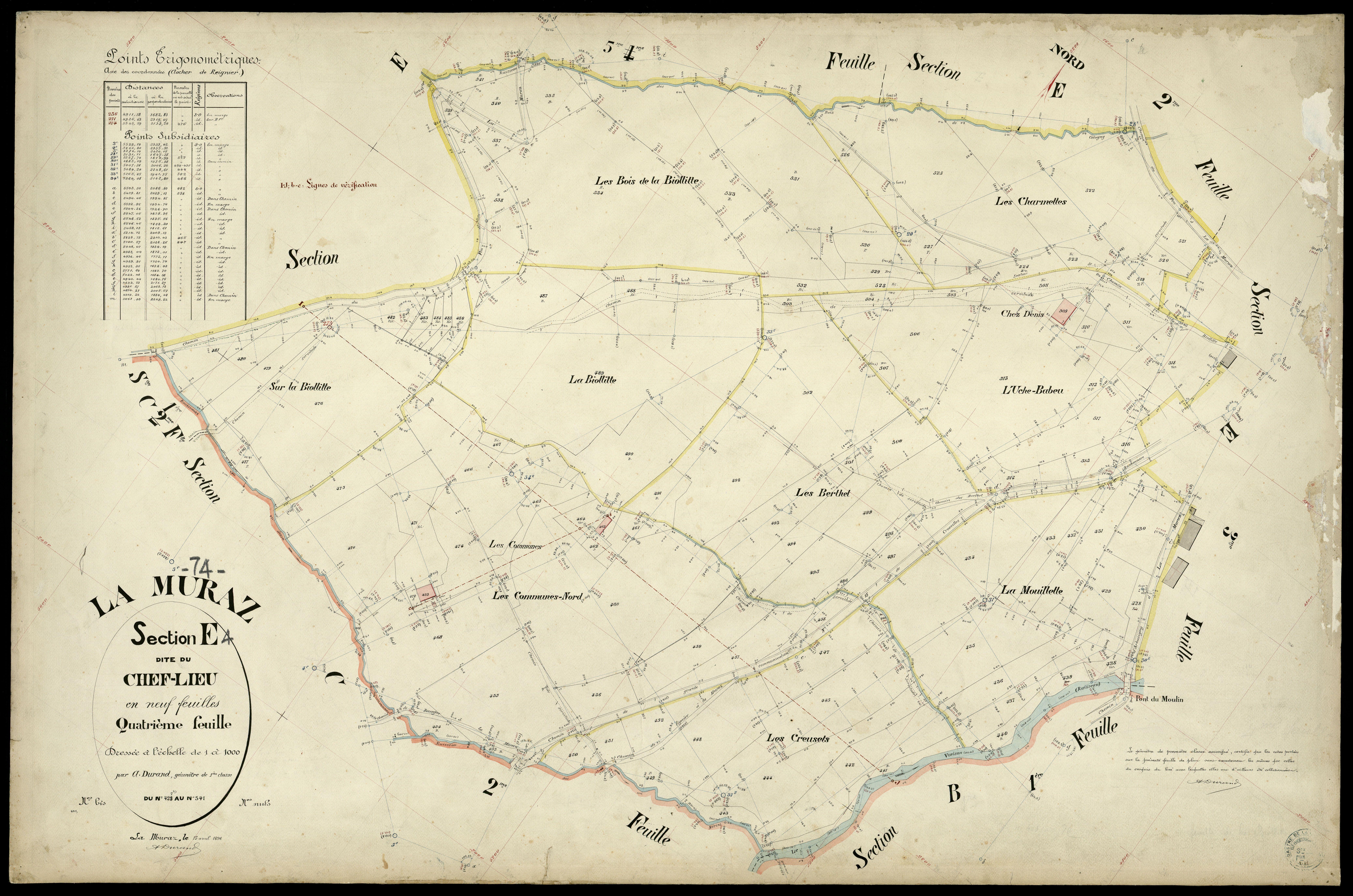 3 P 3 6488 - Feuille n° , parcelles n° 42 à 76 - 15 avril 1896
