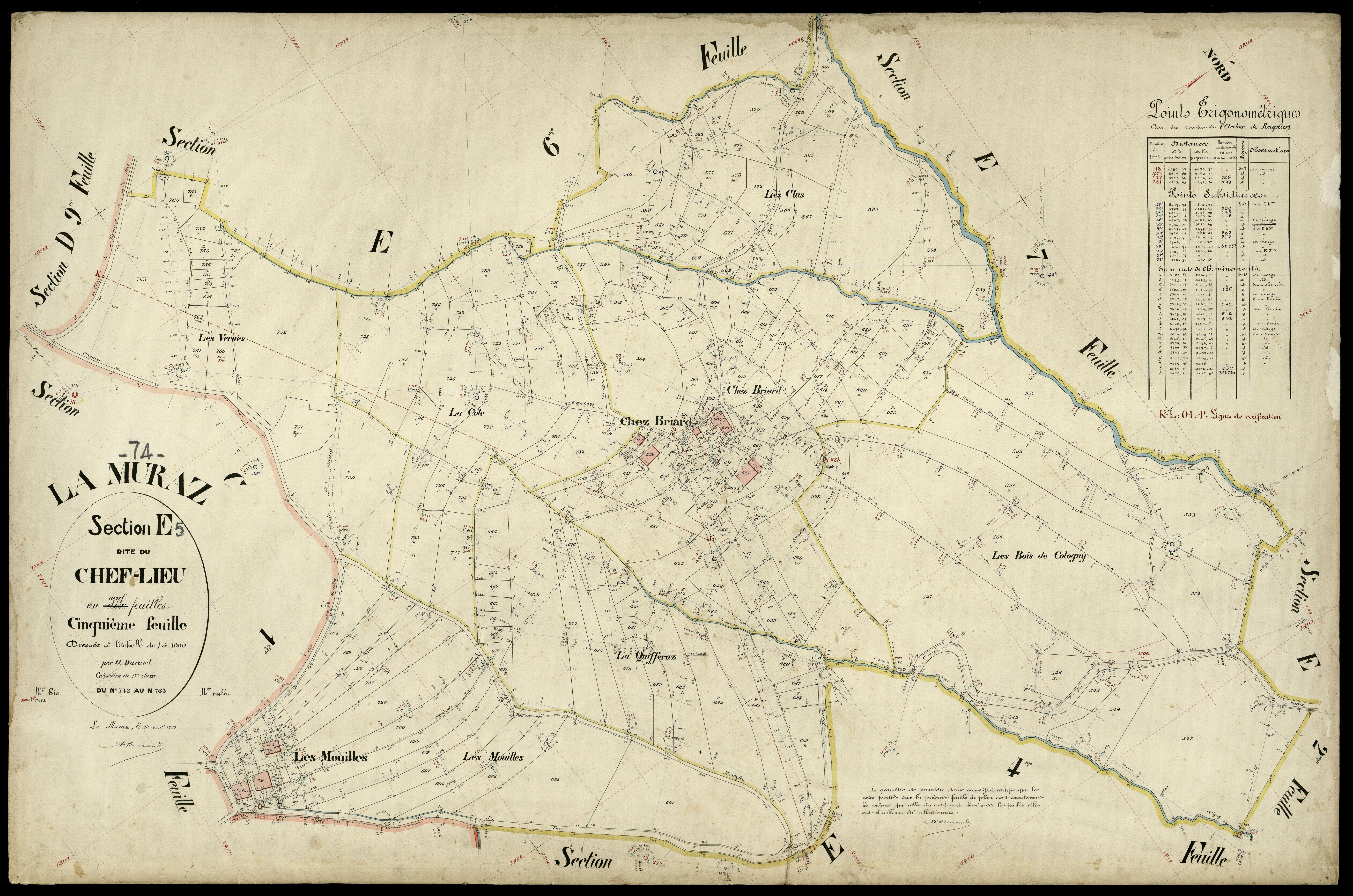 3 P 3 6489 - Feuille n° 6, parcelles n° 766 à 916 - 15 avril 1896