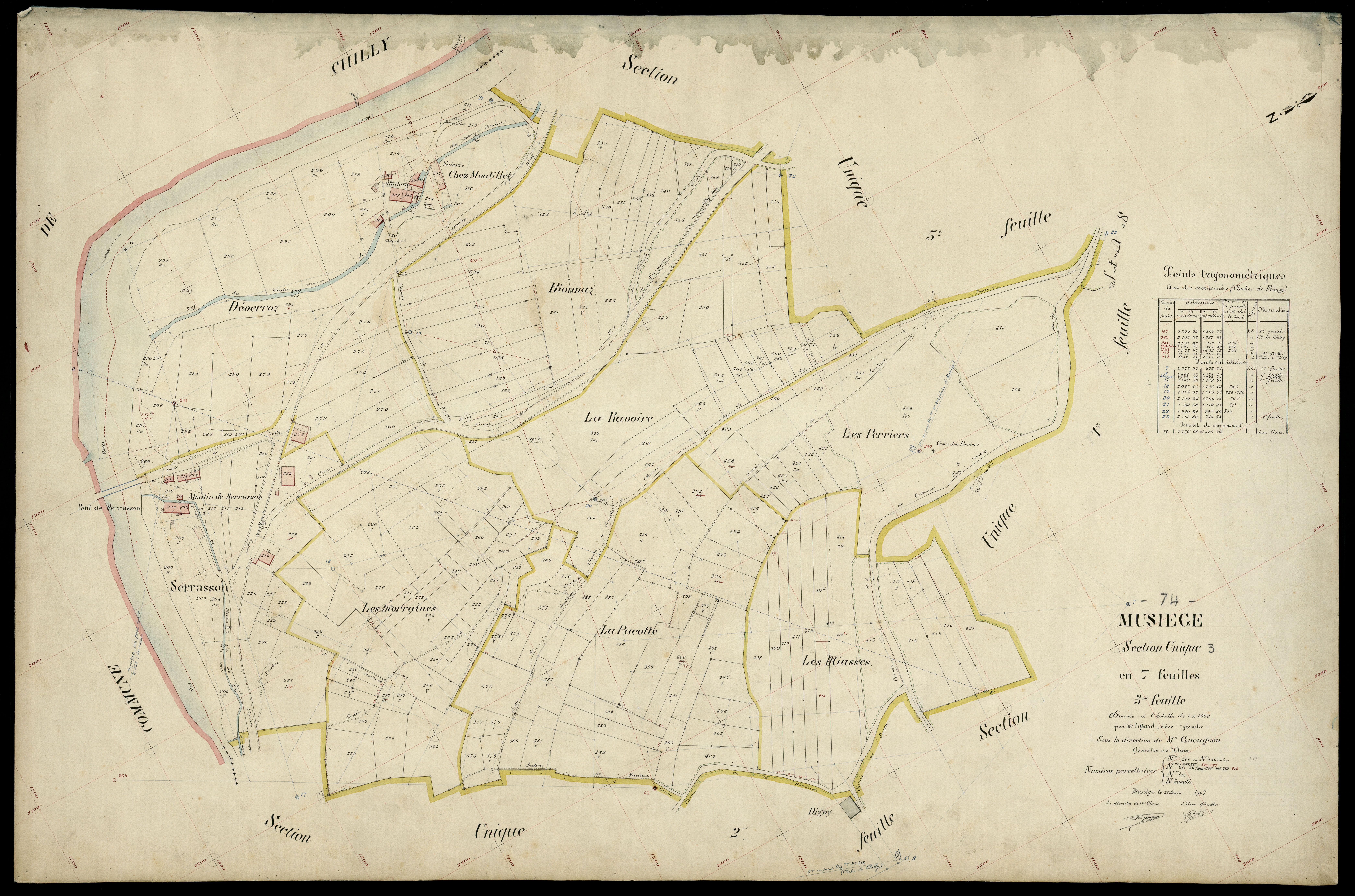 3 P 3 6522 - Feuille n° 4, parcelles n° 437 à 818 - 25 mars 1907