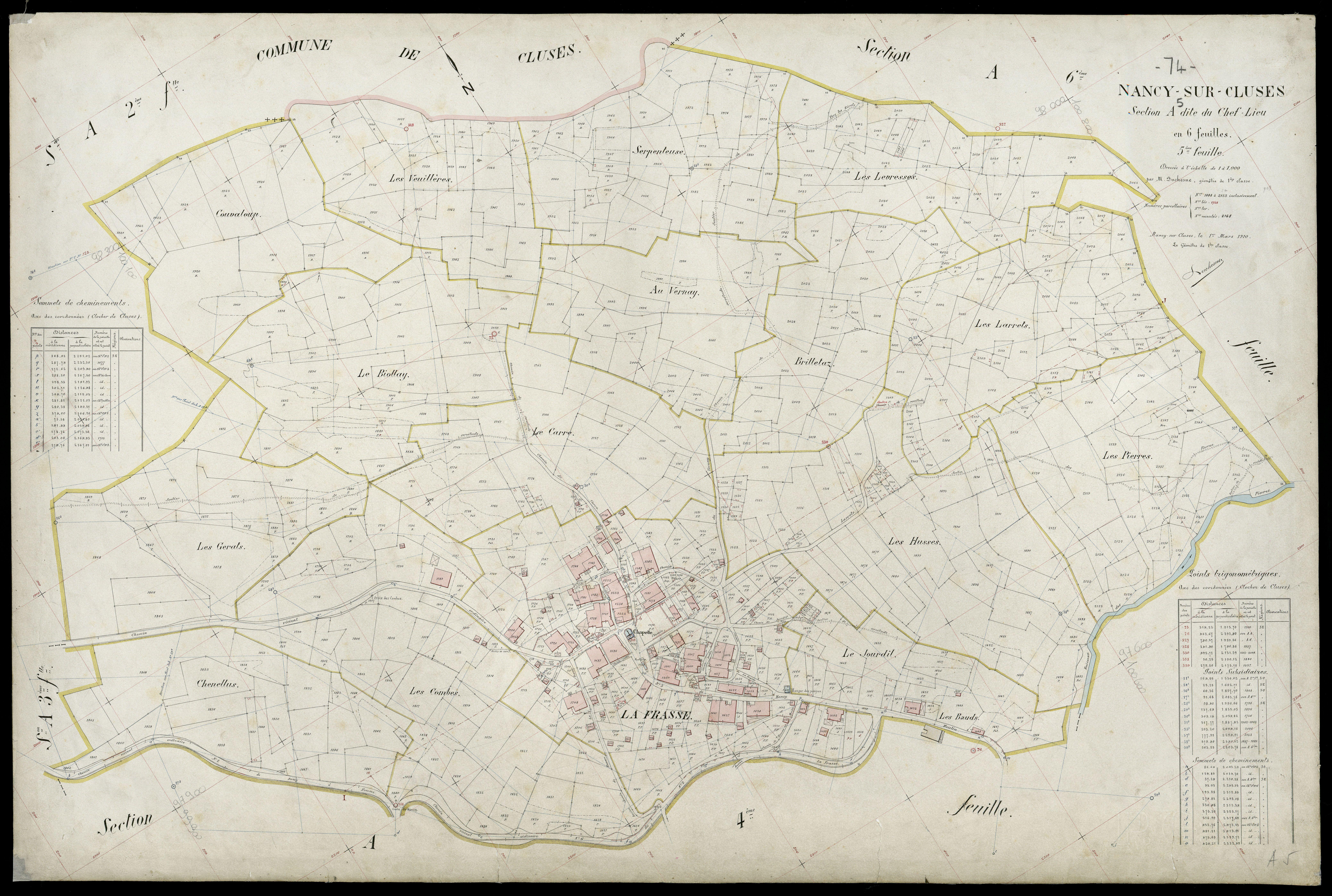 3 P 3 6533 - Feuille n° 6, parcelles n° 214 à 2193 - 1er mars 1910