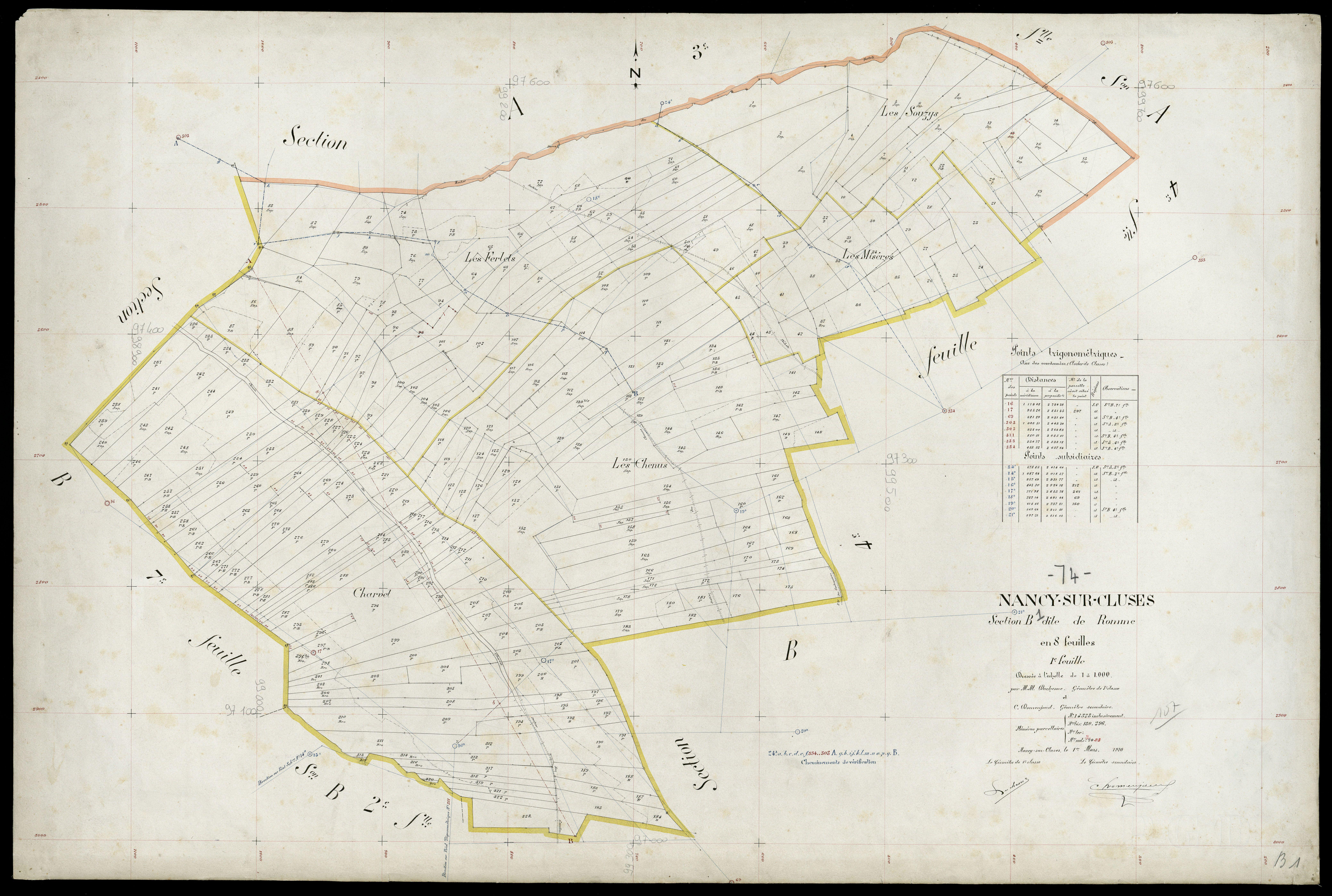 3 P 3 6535 - Feuille n° 2, parcelles n° 324 à 714 - 1er mars 1910