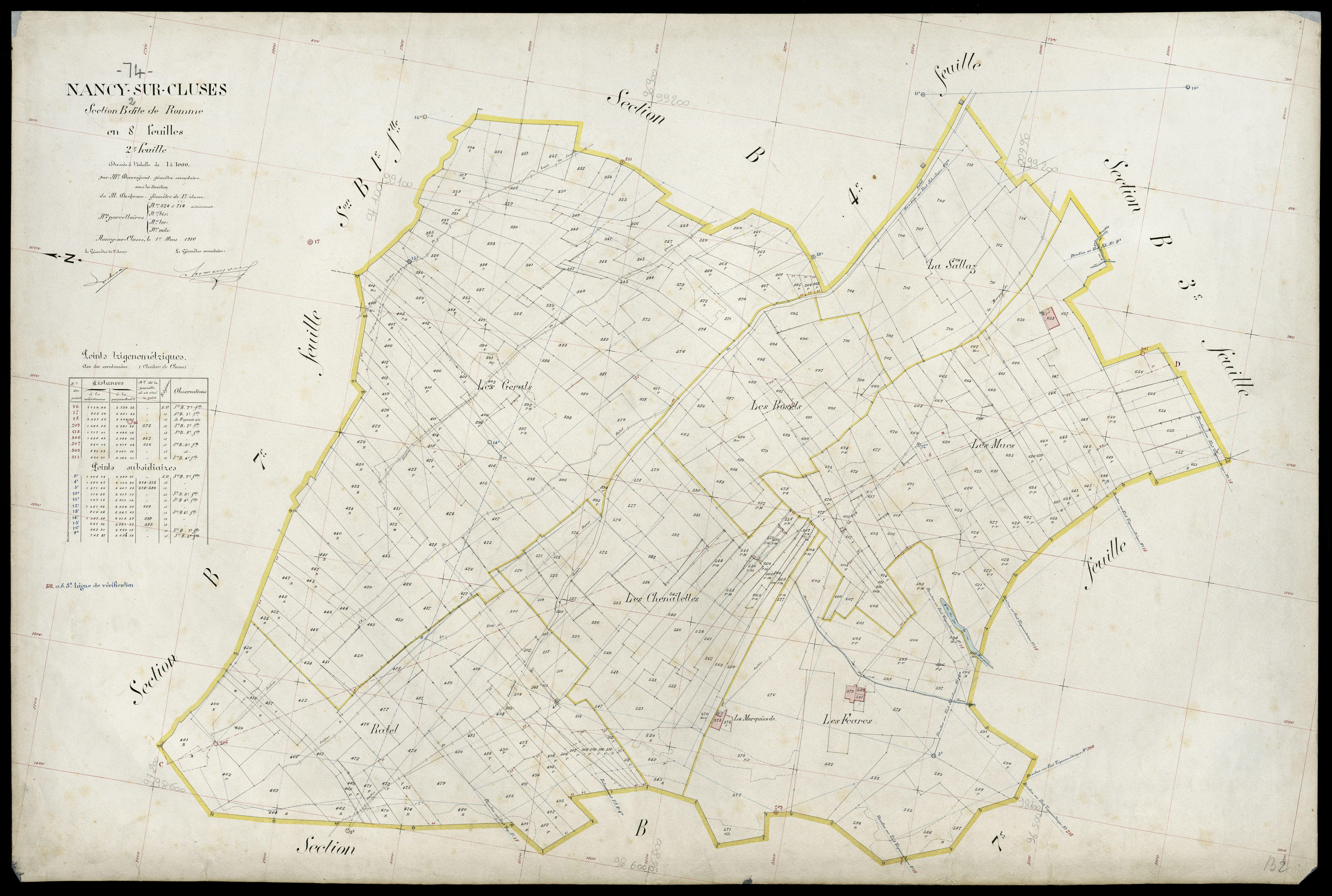 3 P 3 6536 - Feuille n° 3, parcelles n° 71 à 1007 - 1er mars 1910