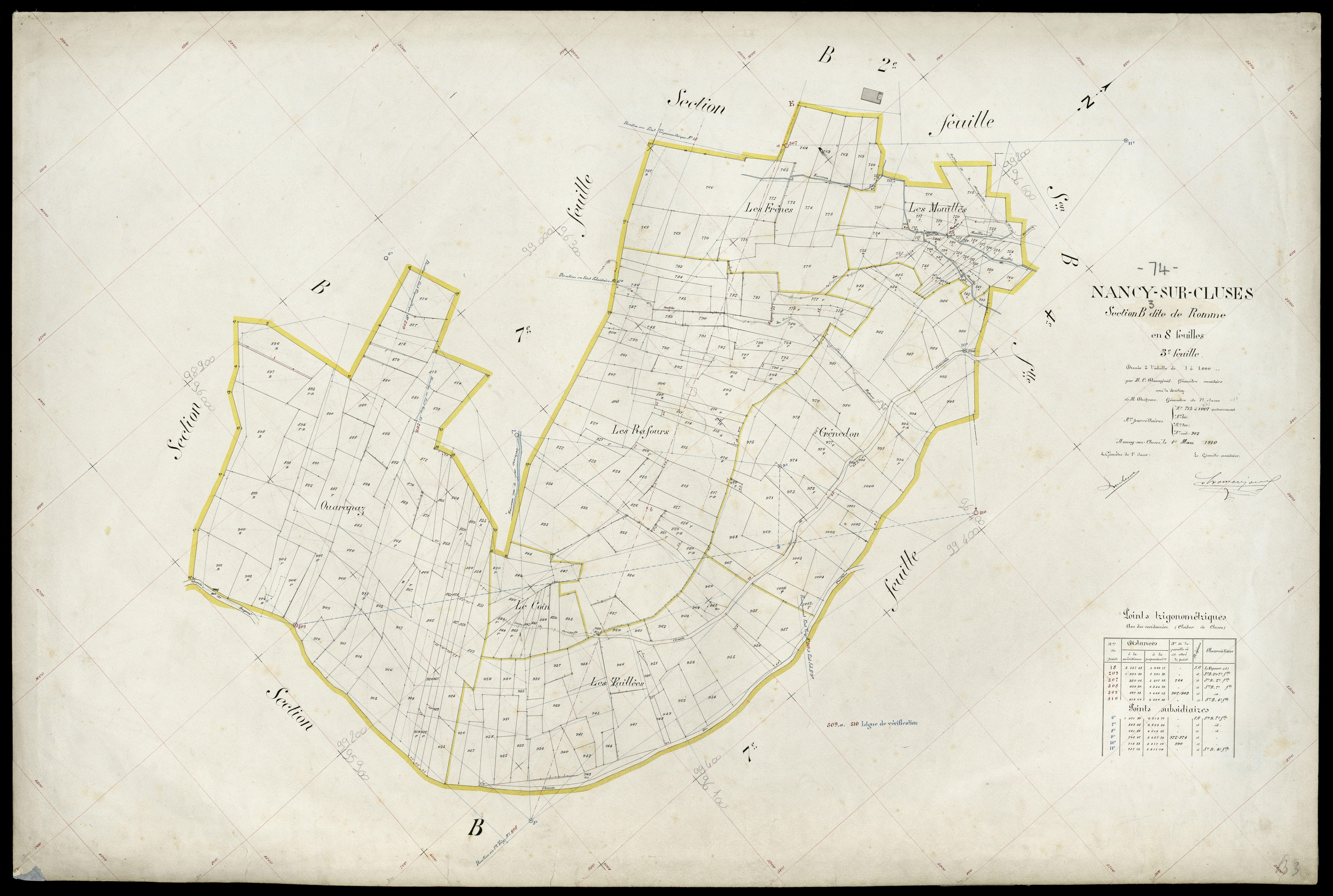 3 P 3 6537 - Feuille n° 4, parcelles n° 1008 à 1623 - 1er mars 1910
