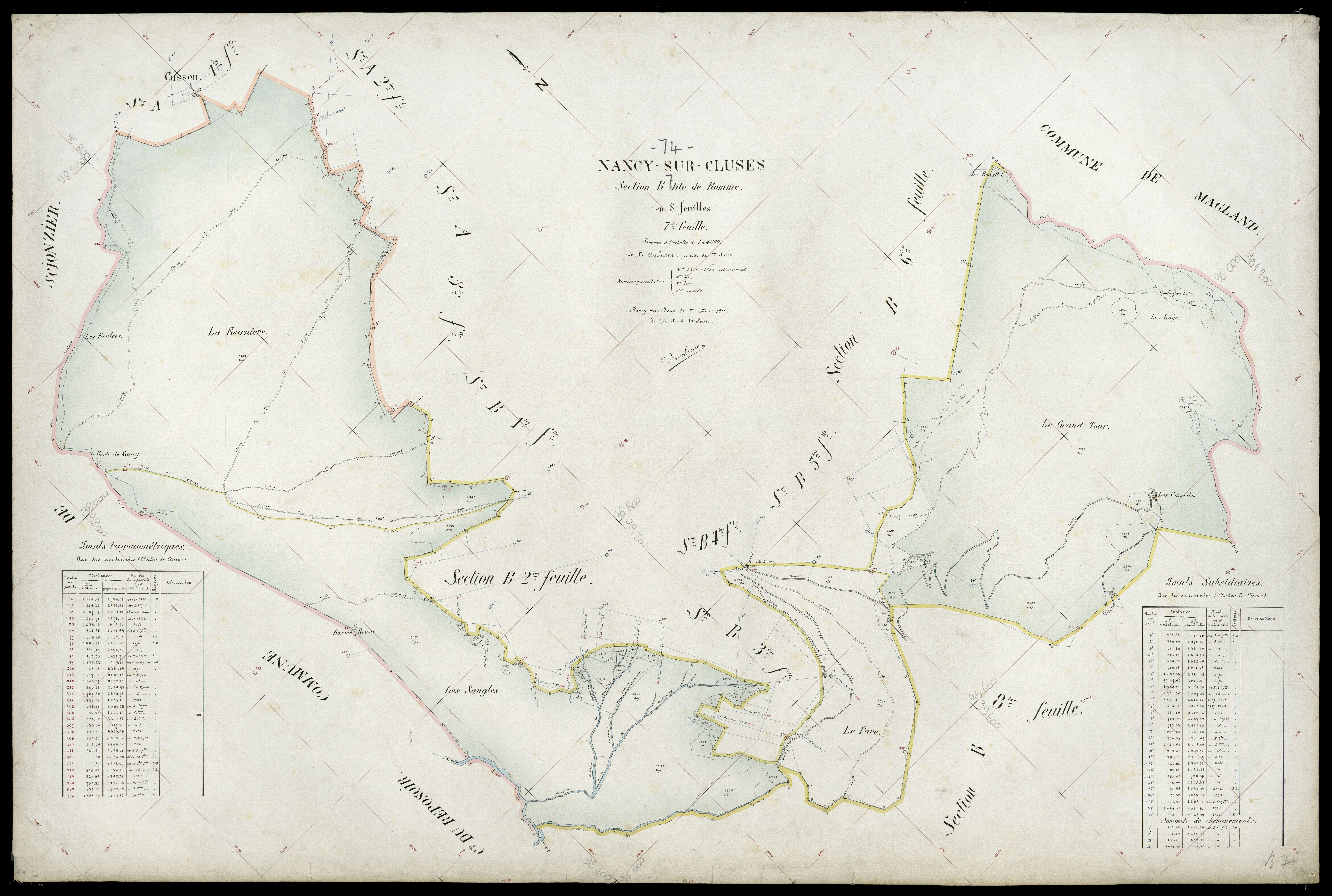 3 P 3 6541 - Feuille n° 8, parcelles n° 2385 à 2471 - 1er mars 1910