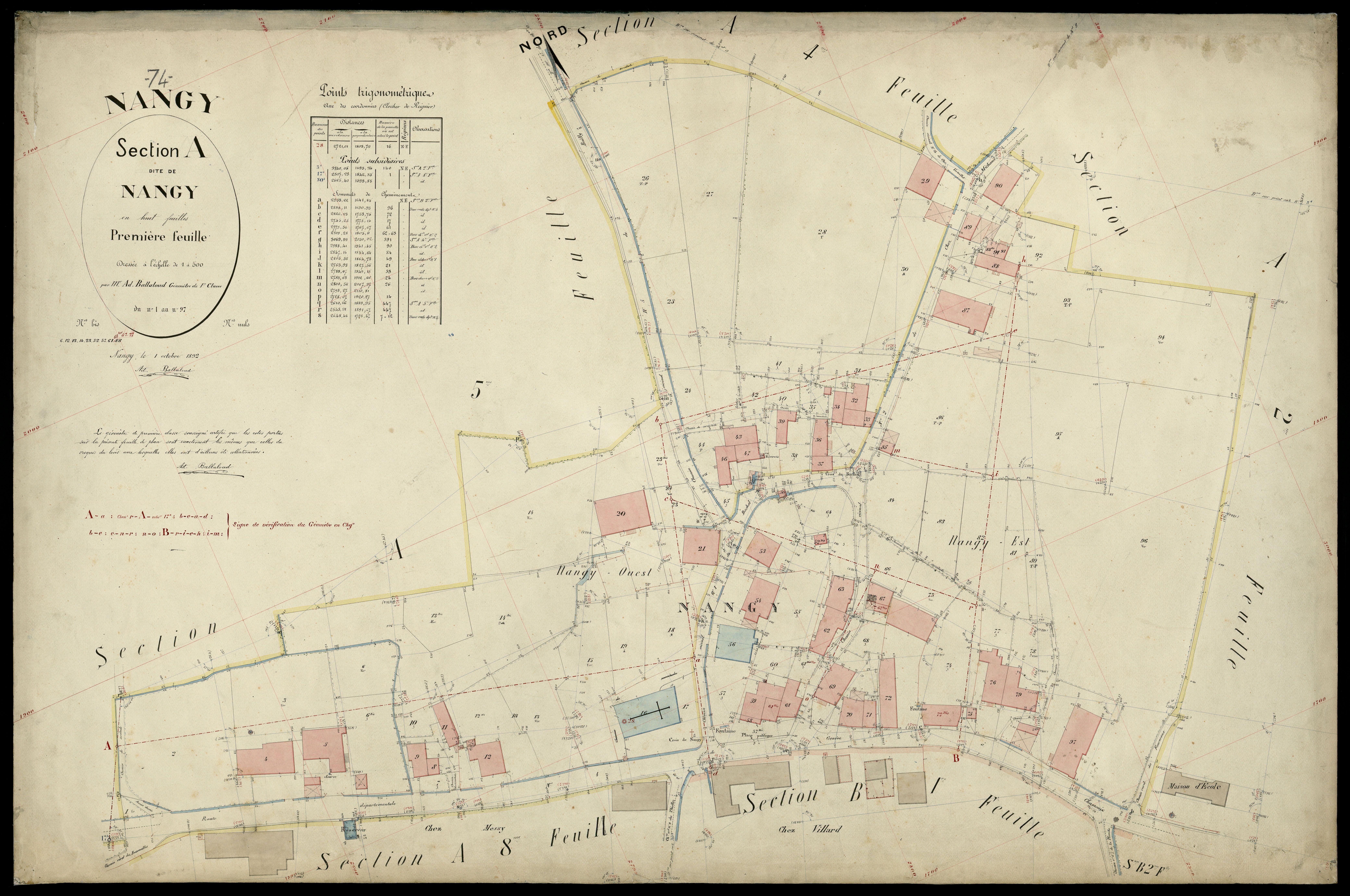 3 P 3 6544 - Feuille n° 2, parcelles n° 98 à 167 - 1er octobre 1892